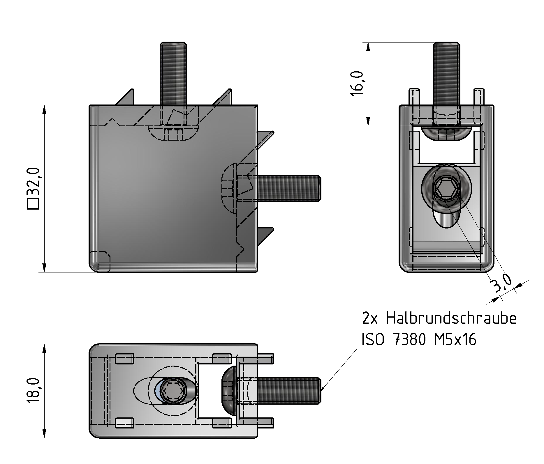 Corner-Fastening Set Clamp-Profile 8 32x18