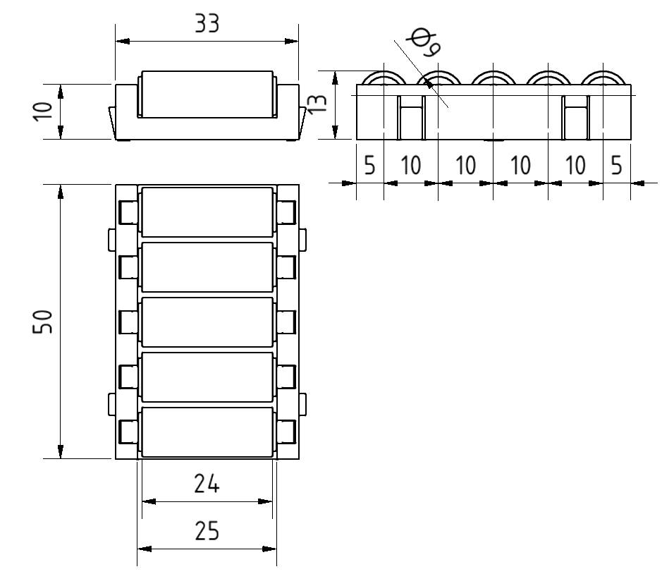 Rolleneinsatz R9, schwarz ähnlich RAL 9005