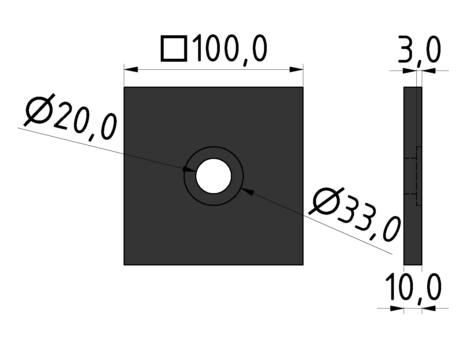 Druckplatte 8 100x100x10, brüniert Druckplatte 8 100x100x10, brüniert