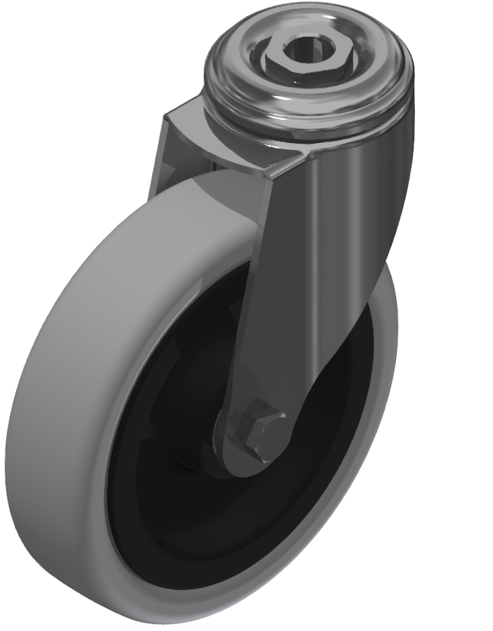 Castor D125 swivel, bright zinc-plated