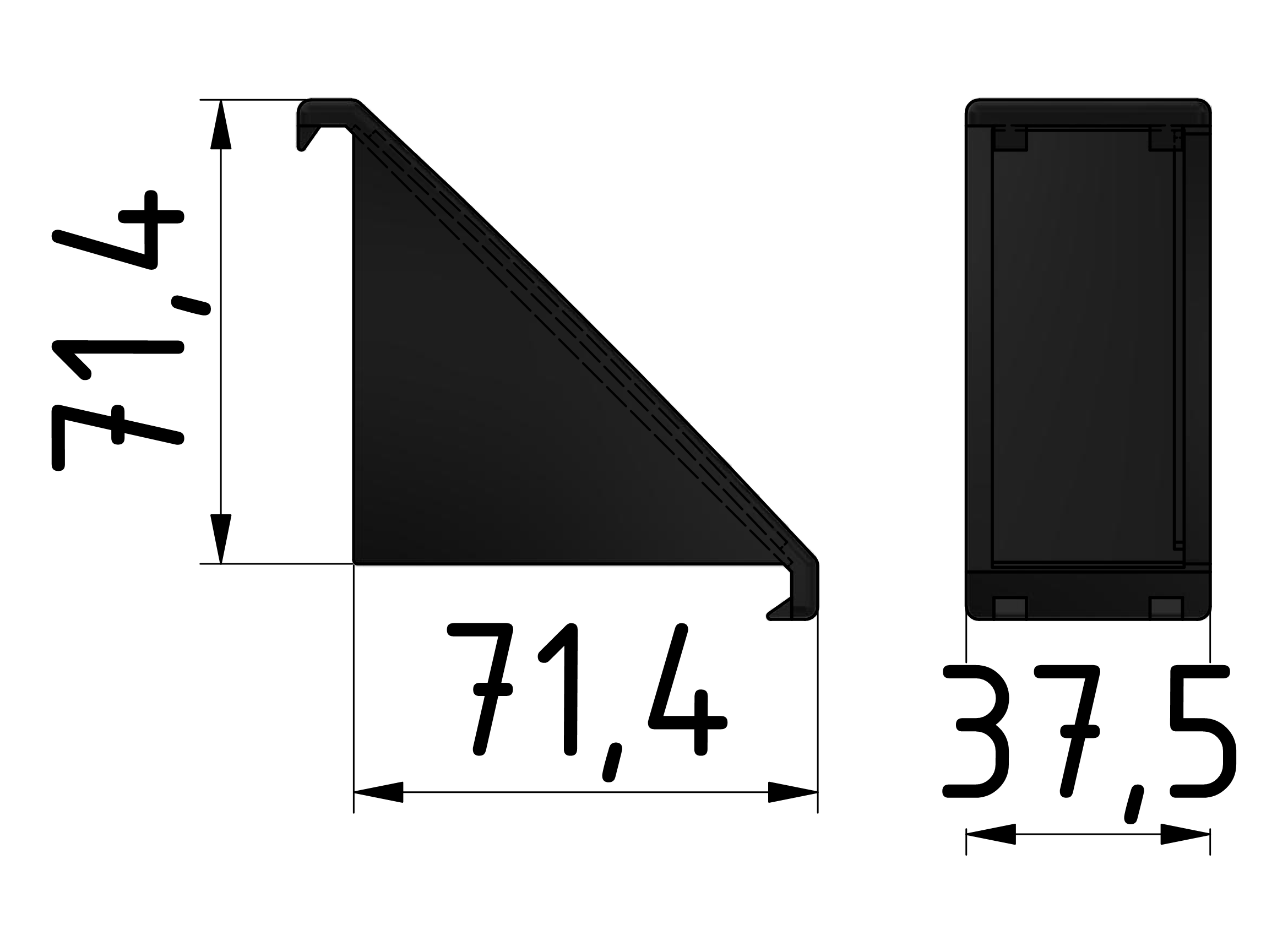 Winkelabdekkappe 40x80, schwarz-10