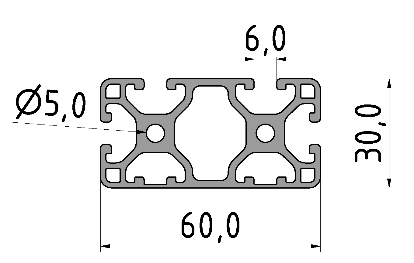 Profil 6 60x30 2N leicht, natur