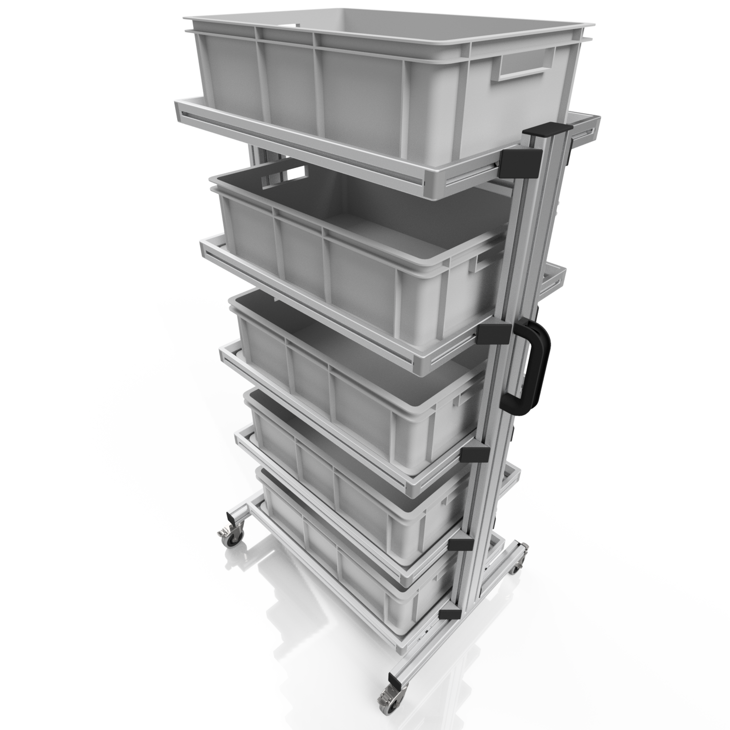 Systemwagen für Eurobehälter 60 x 40 H 134 cm ohne Auszug 