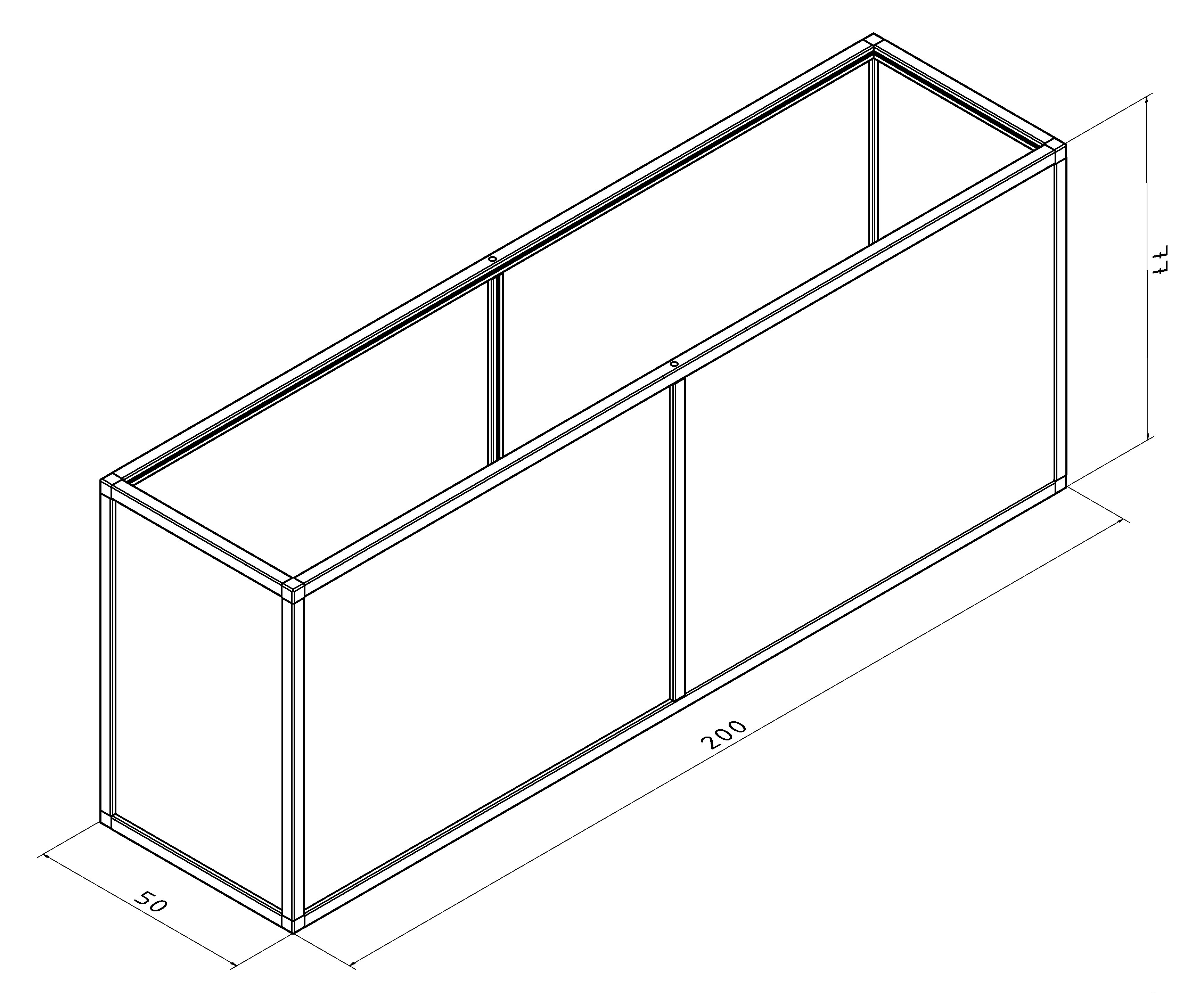 Raised bed aluline 200 x 50 cm