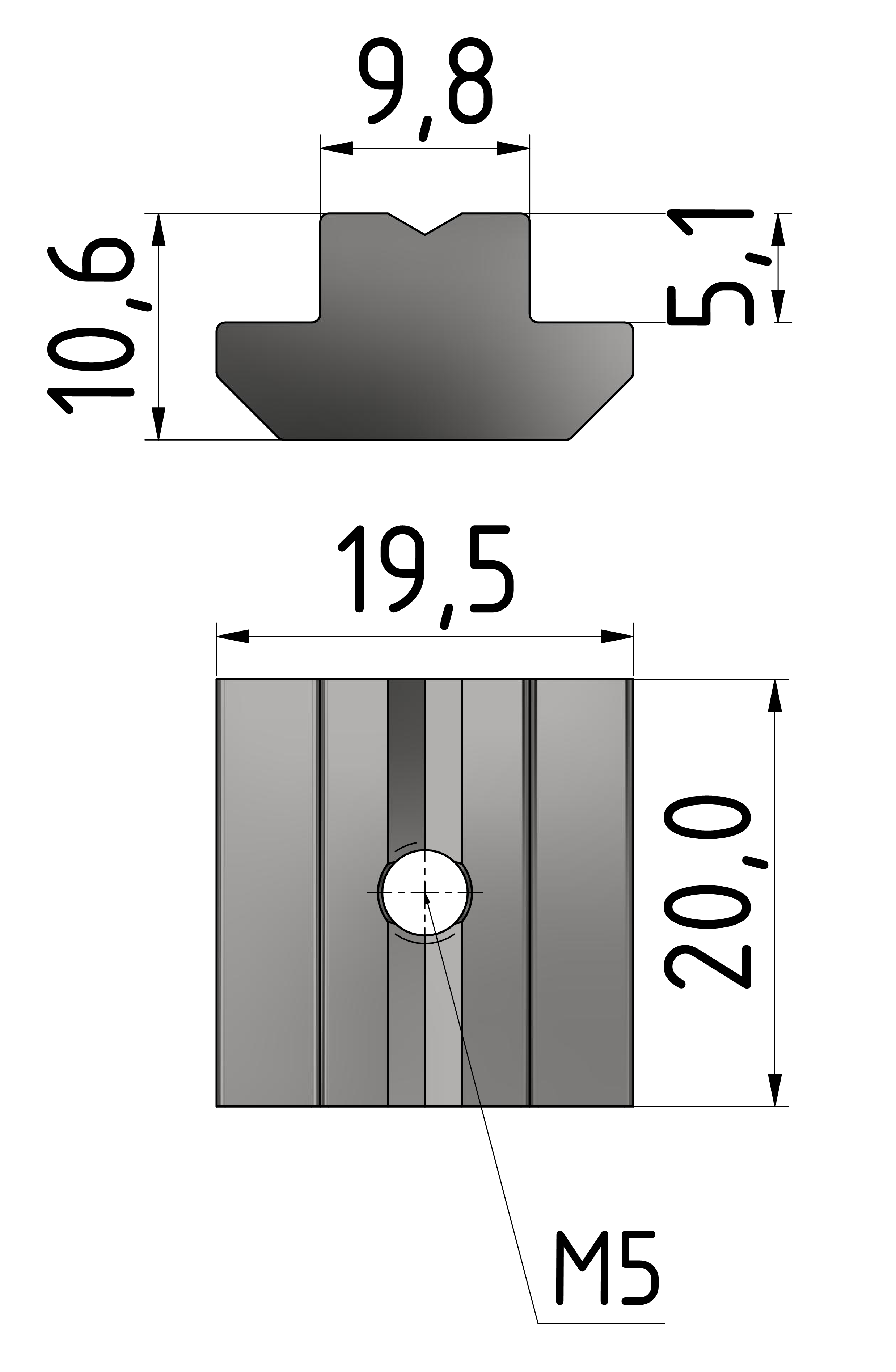 Nutenstein B M5 schwer, verzinkt-10