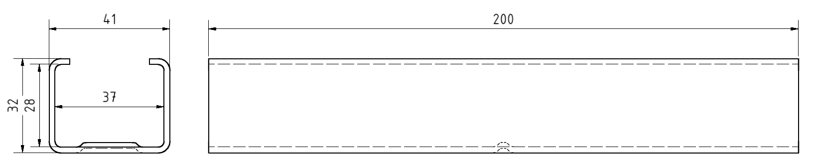 Schienenverbinder lang 35-D28 St Schienenverbinder lang 35-D28 St