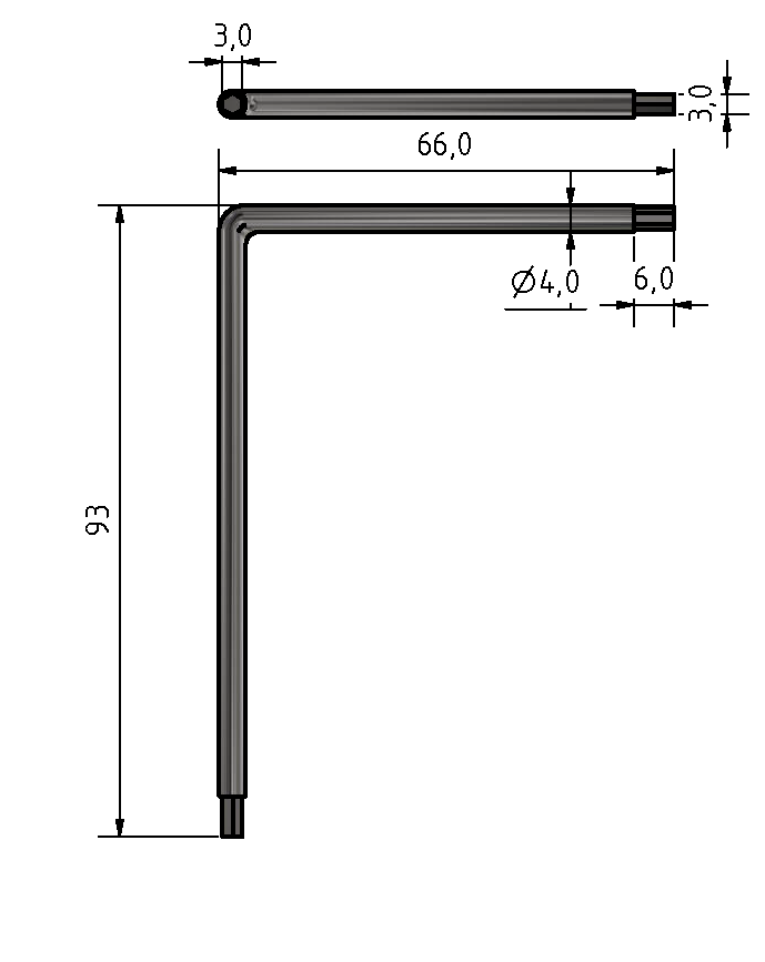 Winkel Schraubendreher Schlüsselweite 3 mm