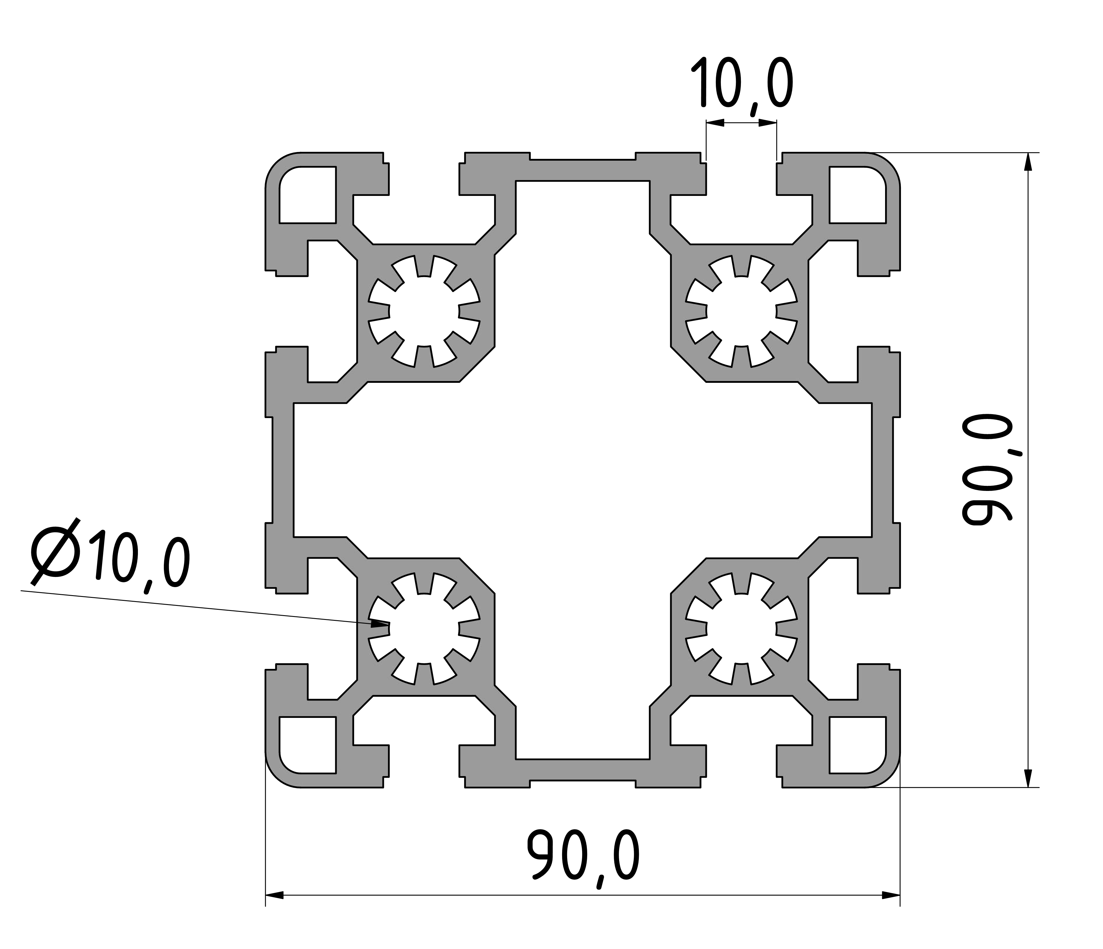 Strebenprofil 90x90L