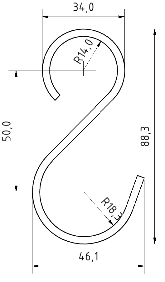 Aufnahmehaken S, schwarz