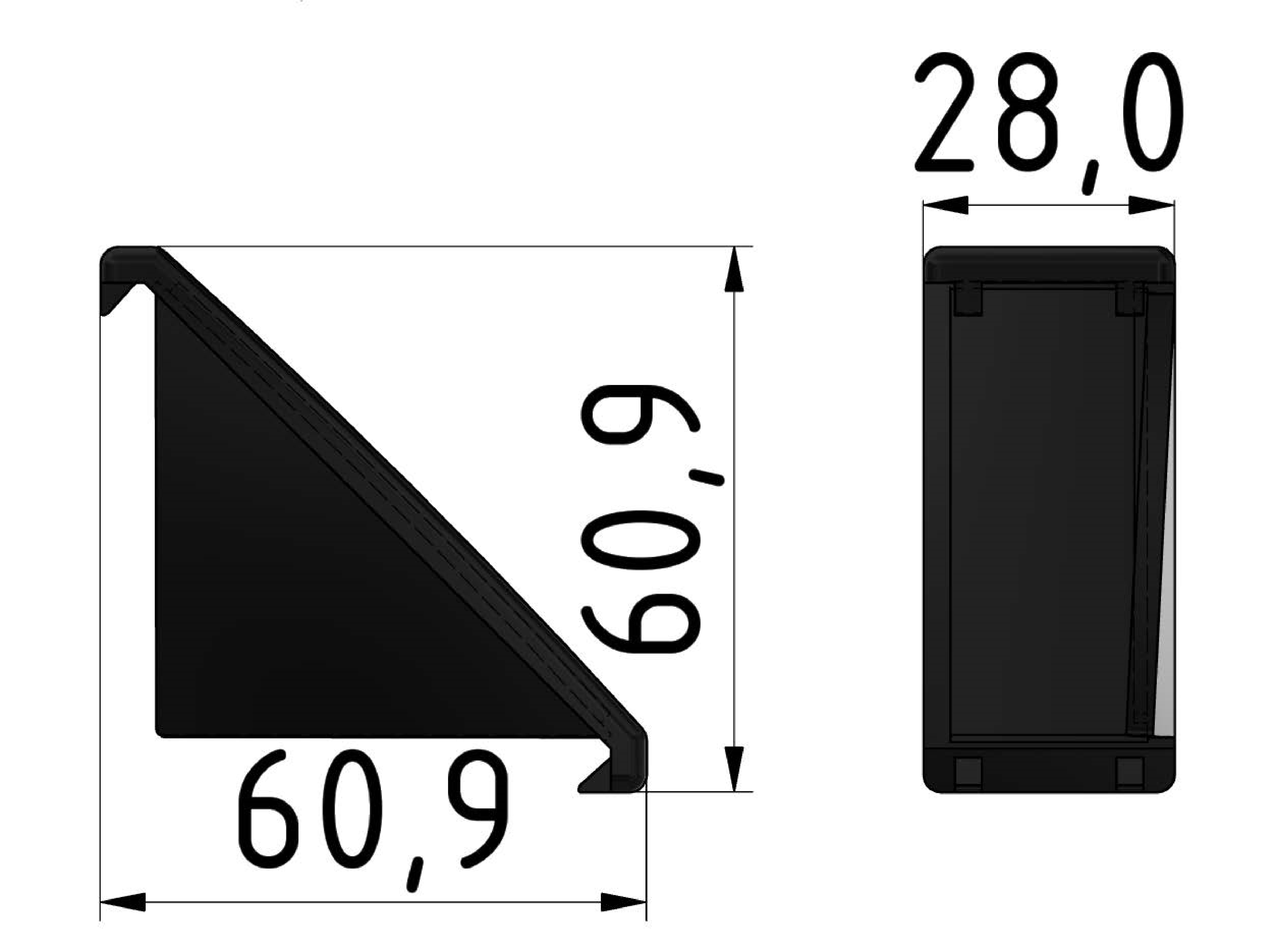 Winkelabdekkappe 30x60, schwarz-8