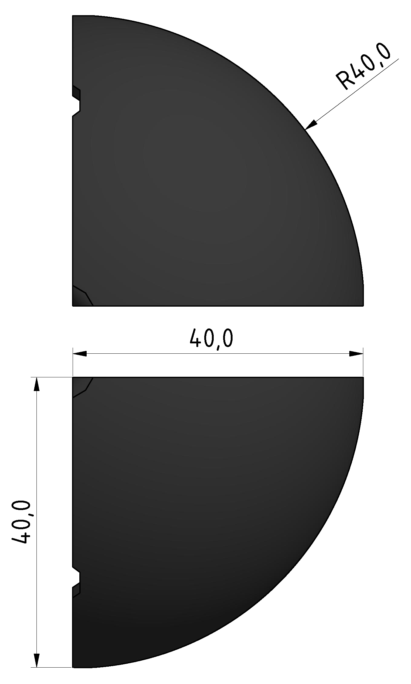 Verbinder-Abdeckkappe 8 R40-90°, schwarz