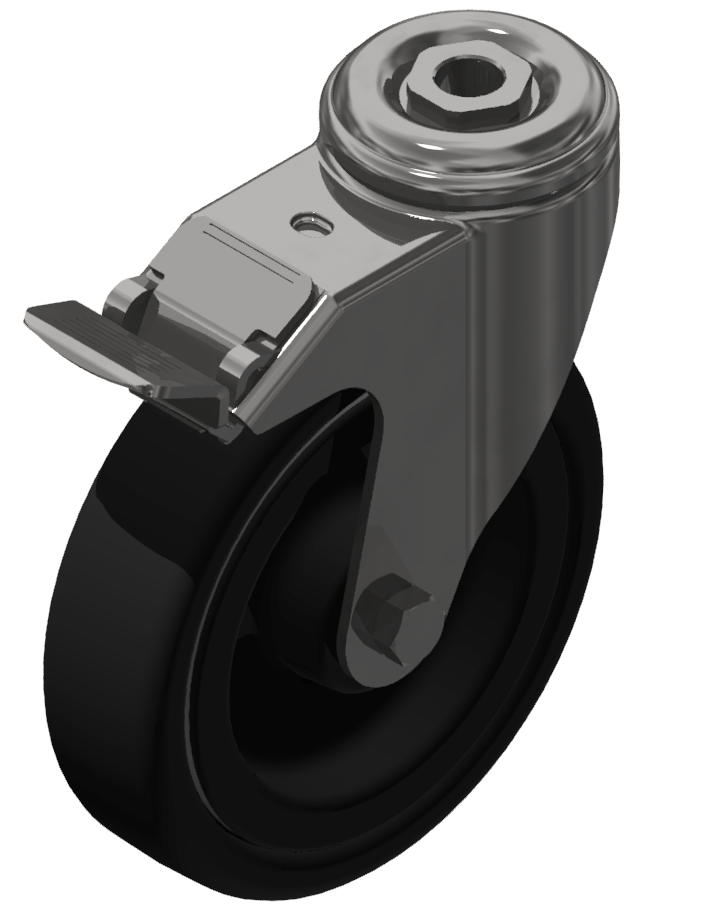 Castor D125 swivel with double-brake antistatic bright zinc-plated