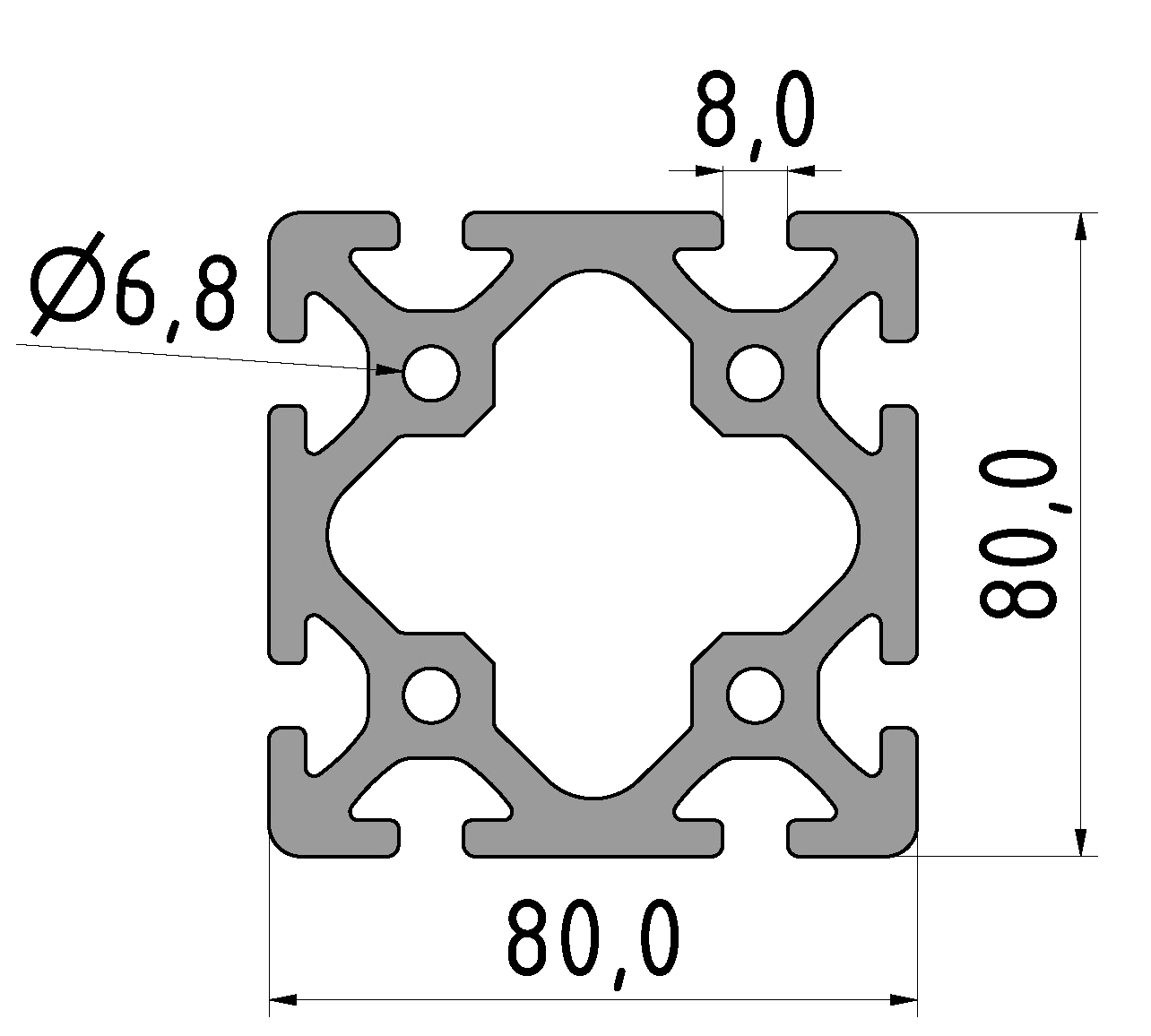 Profil 8 80x80, natur Profil 8 80x80, natur