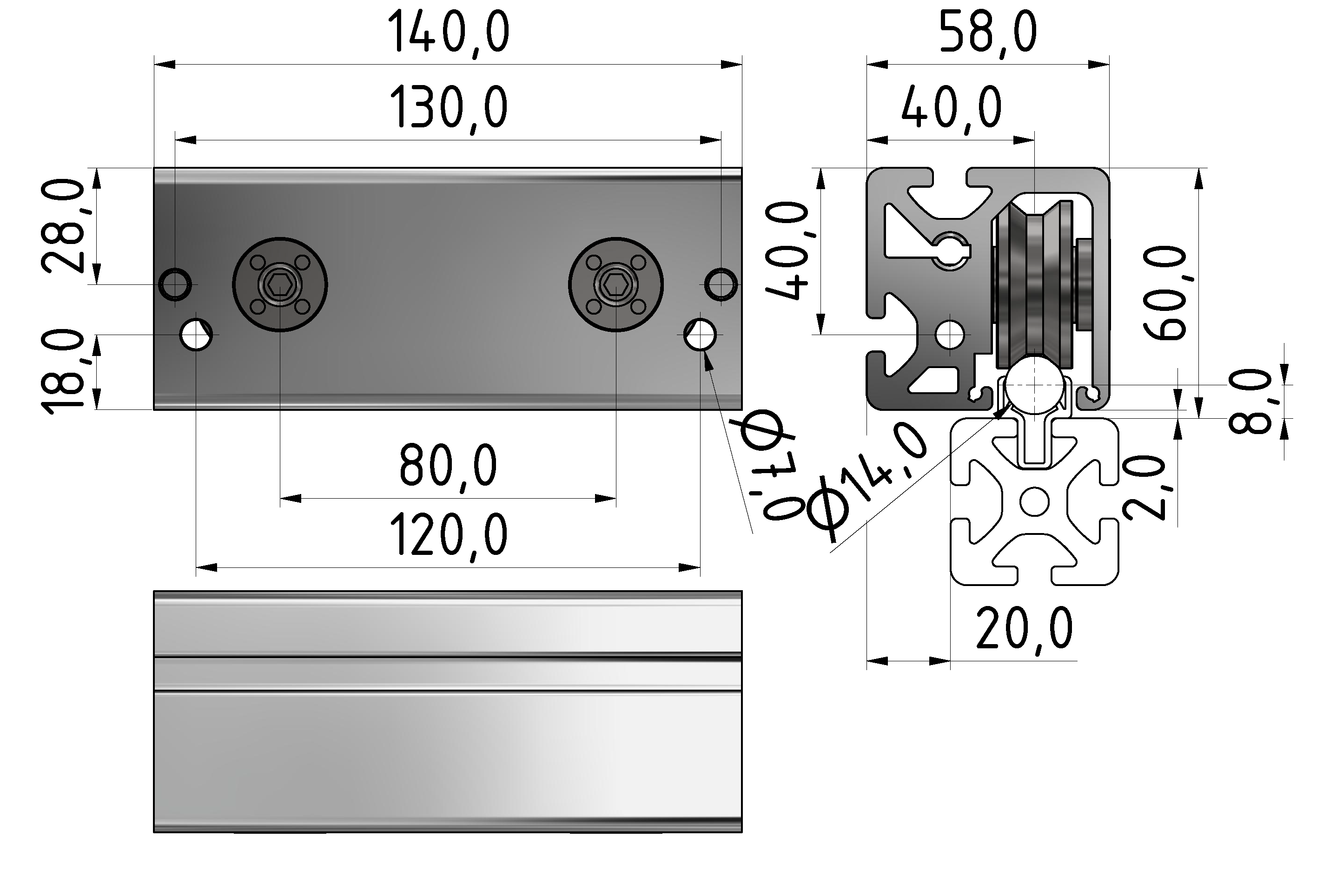 Doppellagereinheit 8 D14 e, rostfrei