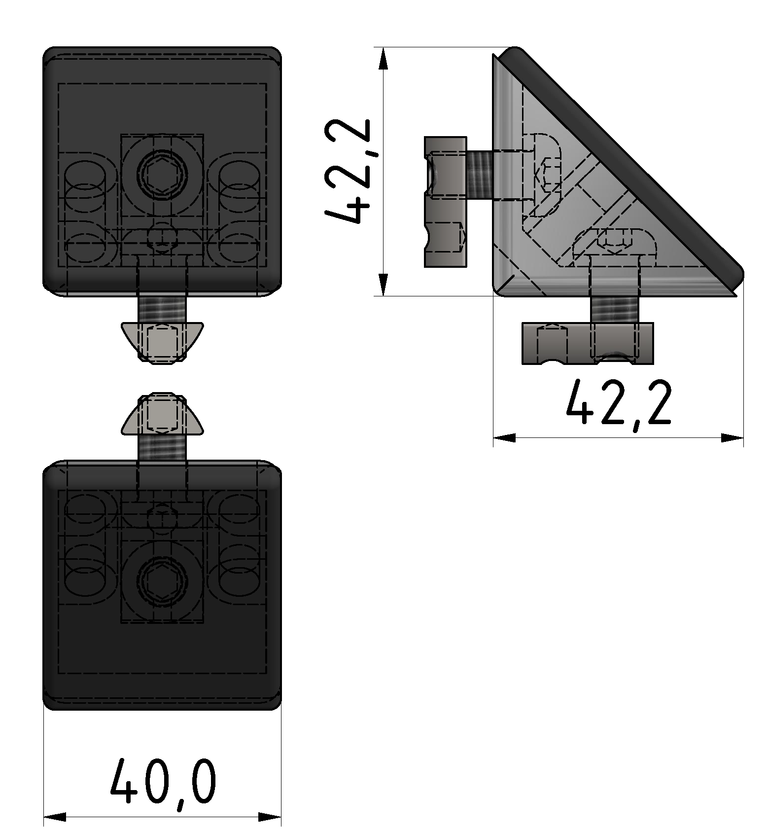 Angle Bracket  Set 8 40x40, black