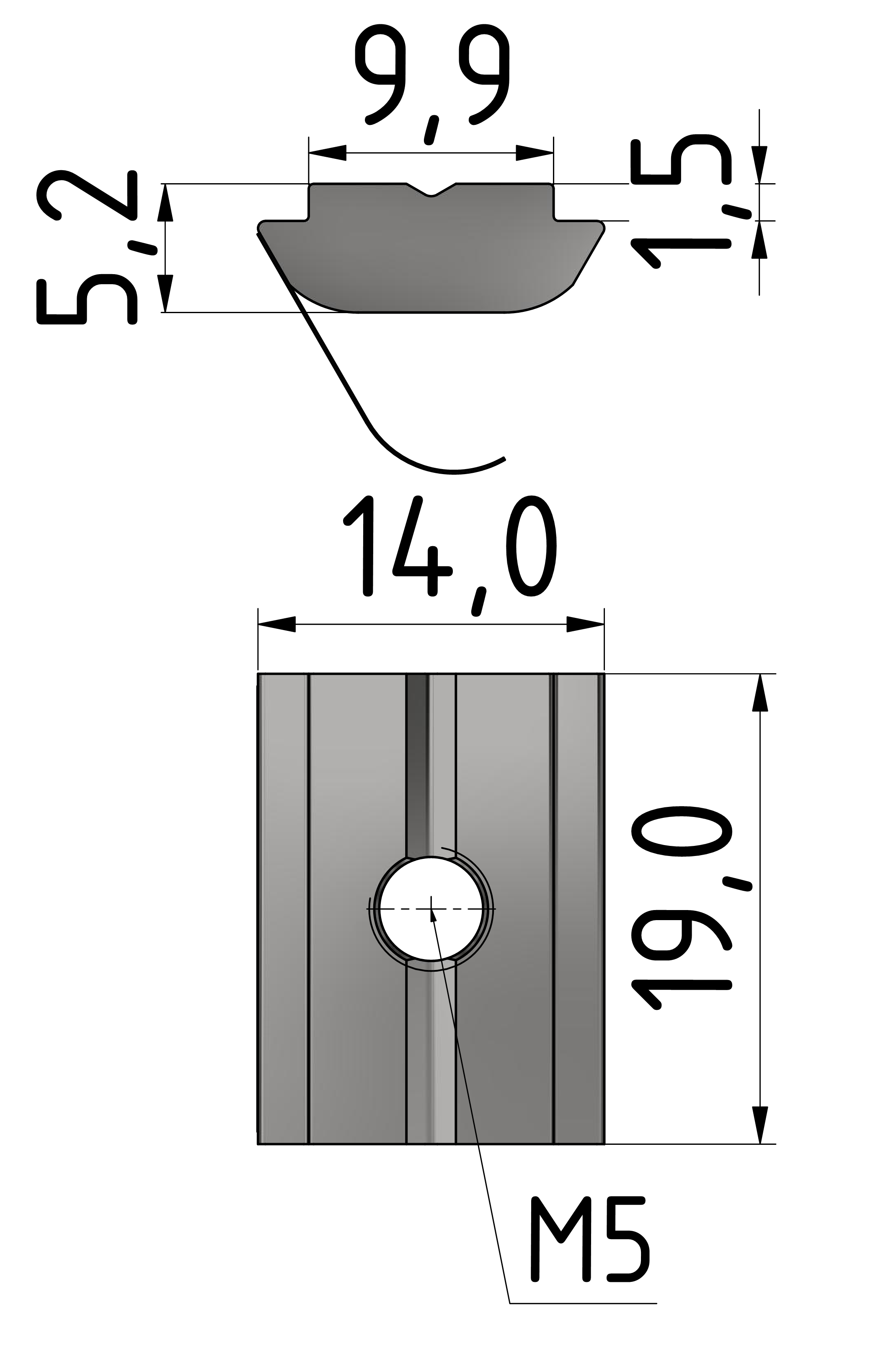 Nutenstein B M5 Feder, verzinkt-10