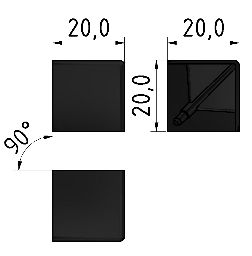 Verbinder-Abdeckkappe 5 20x20x20, schwarz
