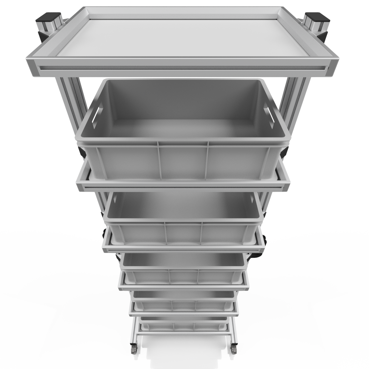 Systemwagen für Eurobehälter 60 x 40 H 200 cm ohne Auszug 
