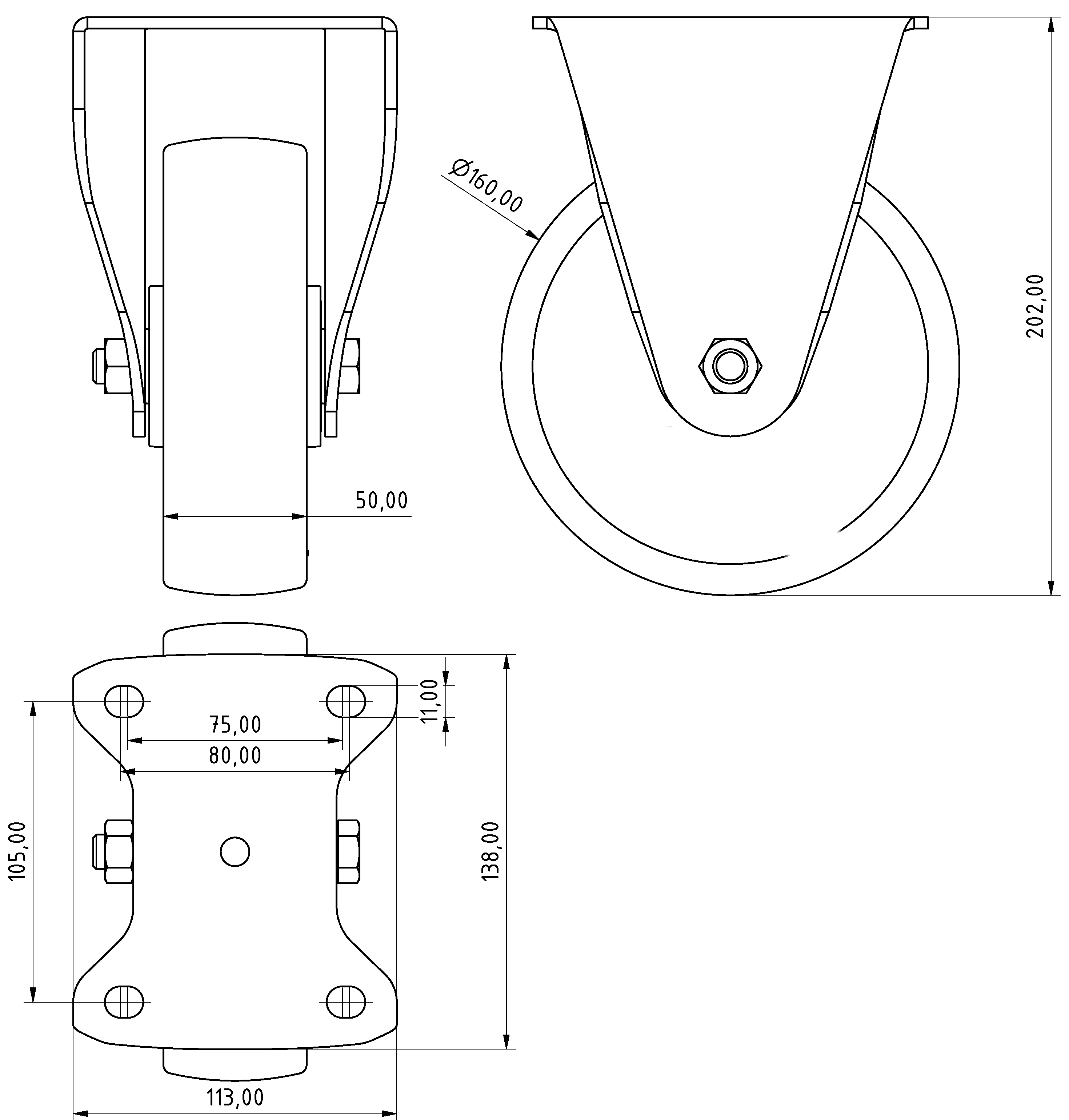 Bockrolle D160 PU 140x110 Bockrolle D160 PU 140x110