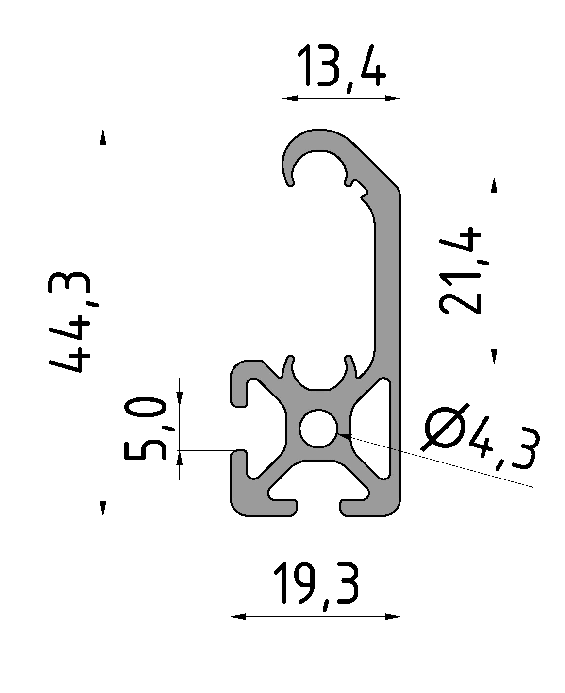 C-Schiene, Schienenprofil 5, natur