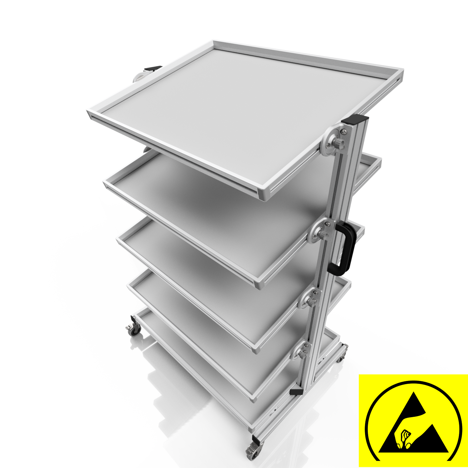 ESD Systemwagen für Eurobehälter 80 x 60 H 134 cm neigbar