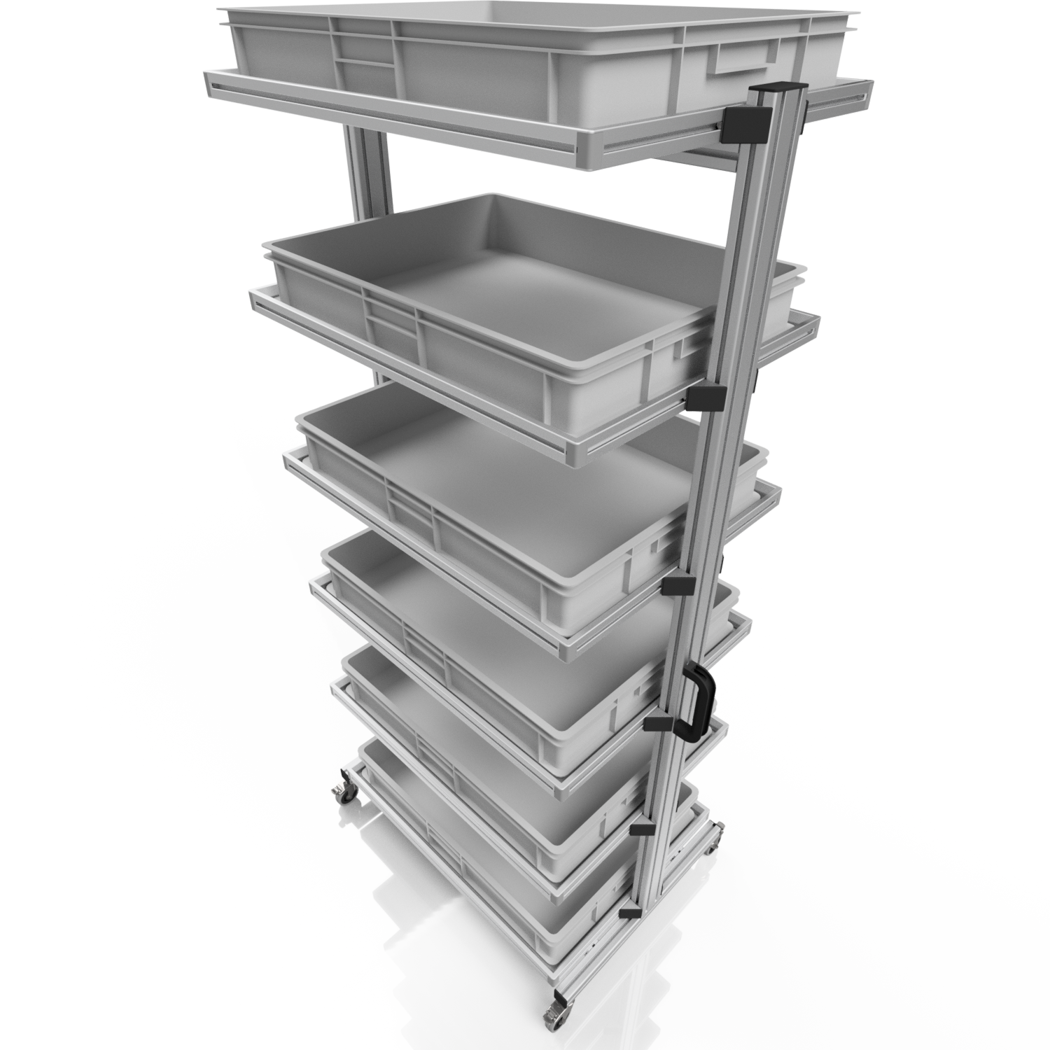 System trolley for Euro containers 80 x 60 H 200 cm without pull-out