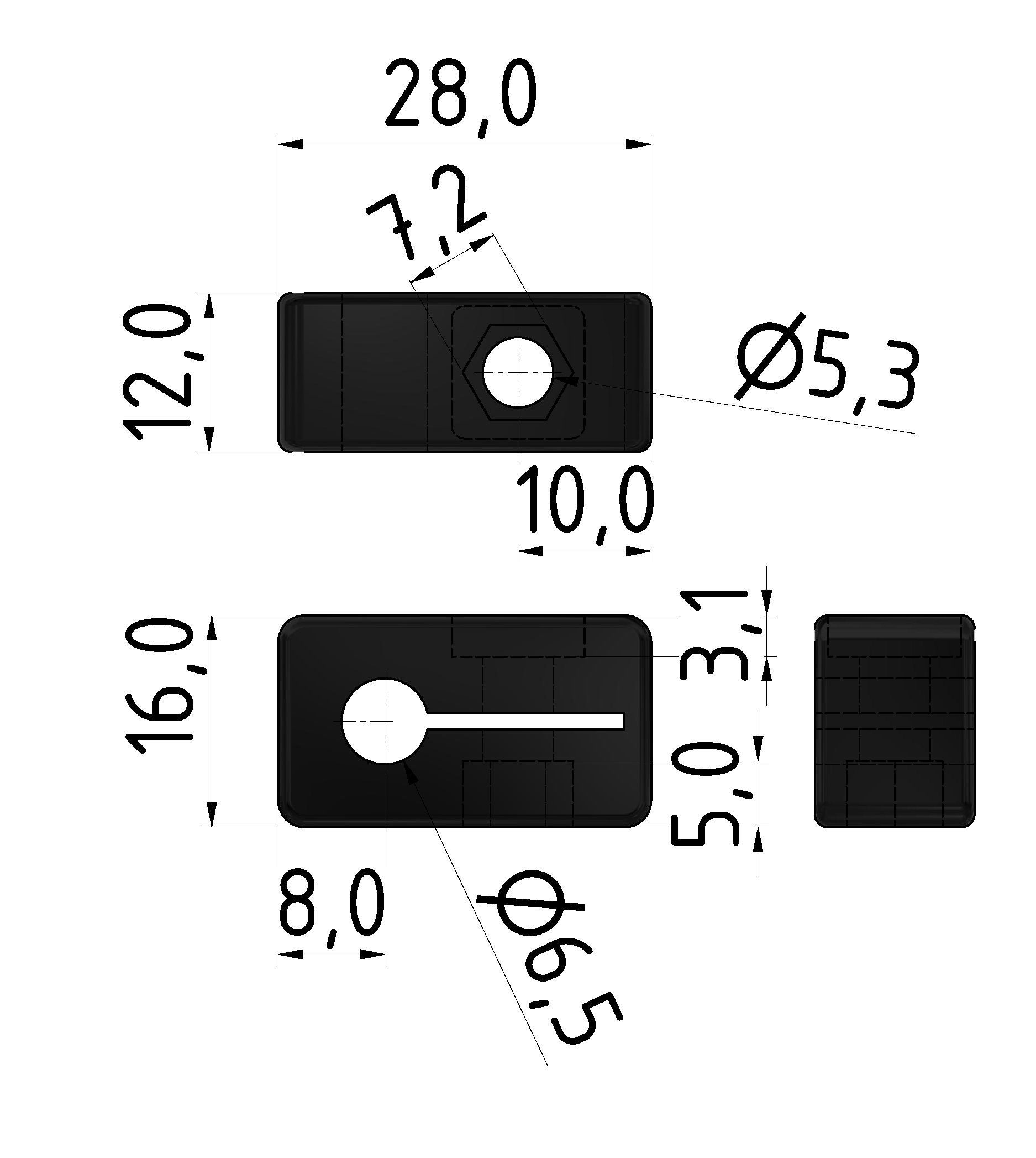 Endschalterhalter D6,5, schwarz