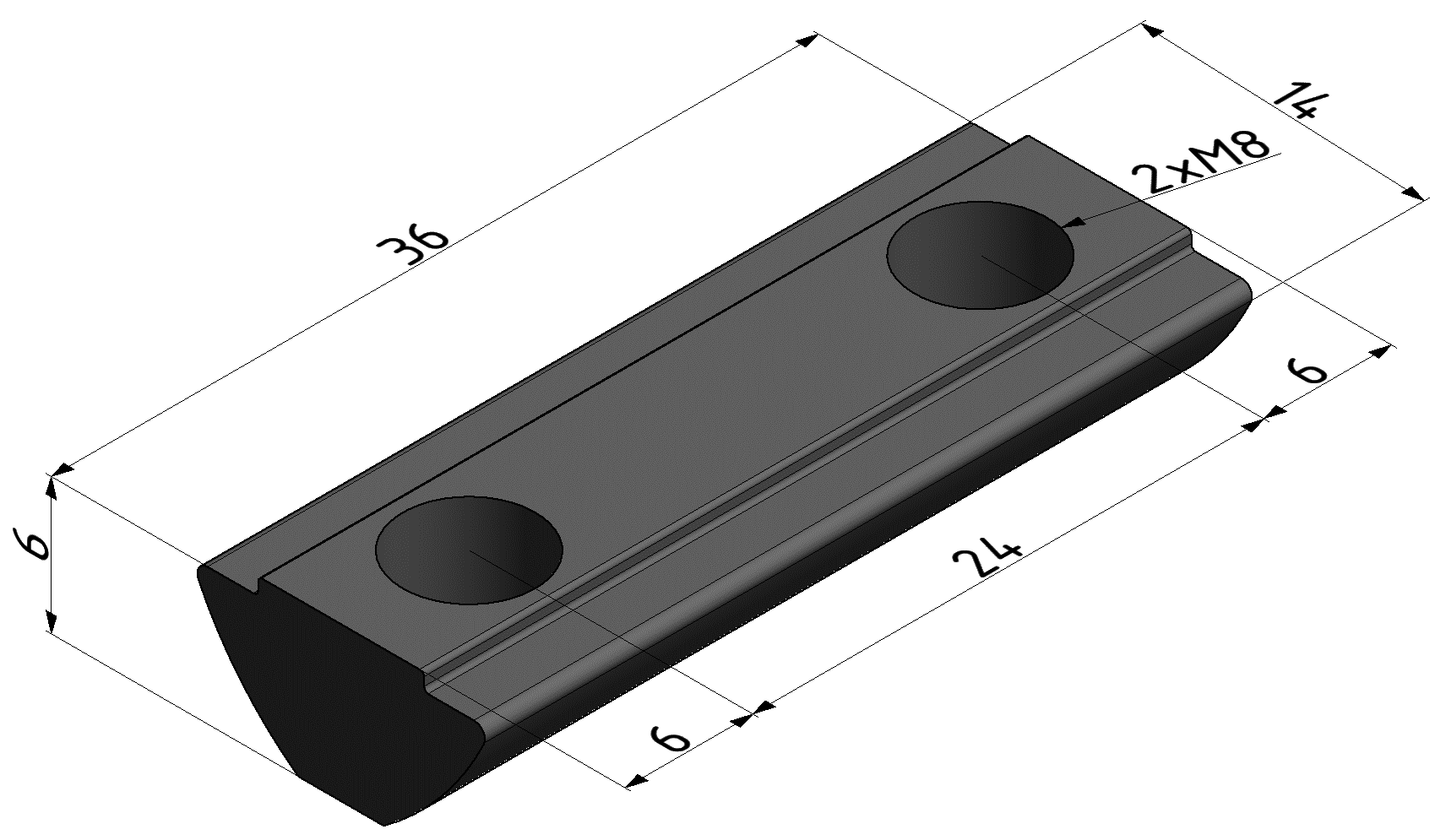 T-Slot Nut 8 St 2xM8-36, bright zinc-plated