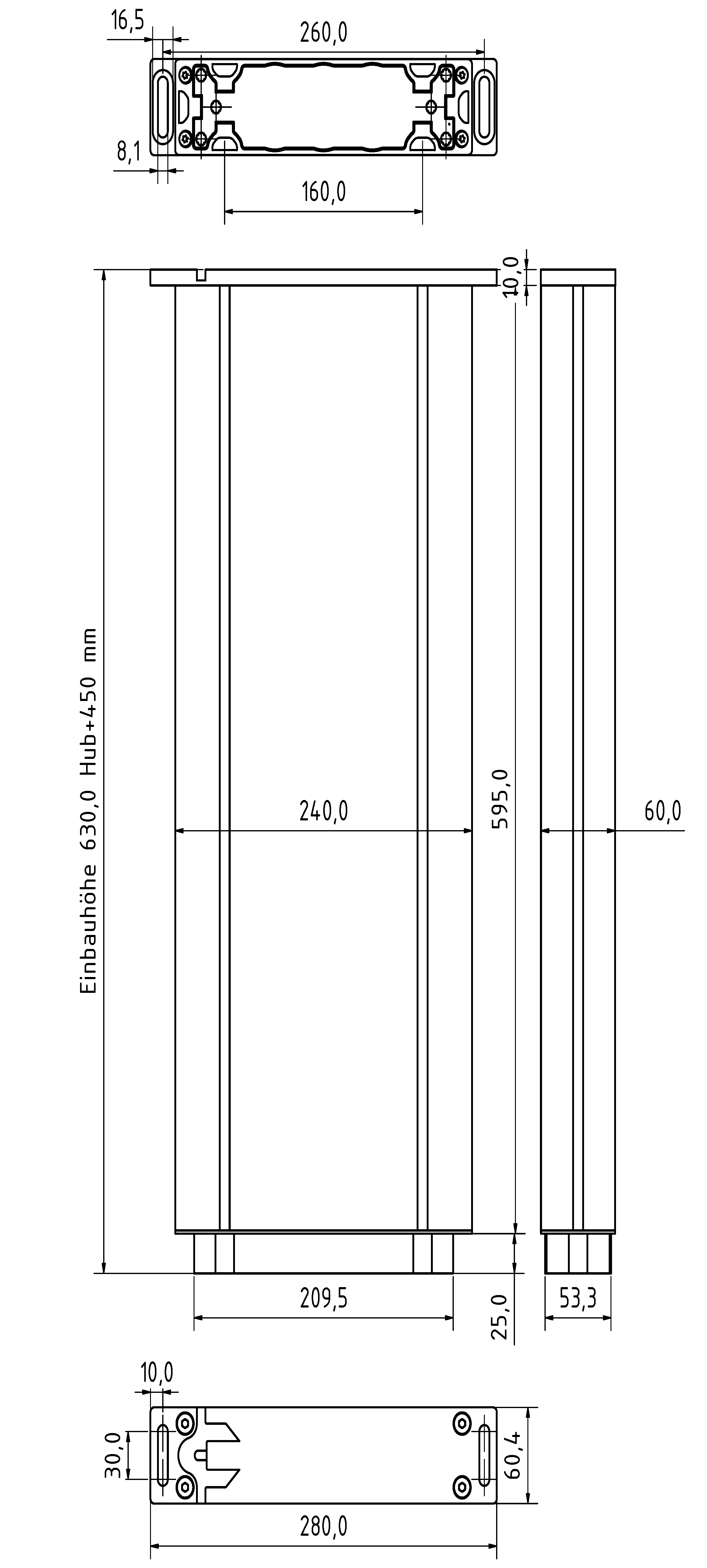 Telescopic lifting column  EL450-3200-9 Telescopic lifting column  EL450-3200-9