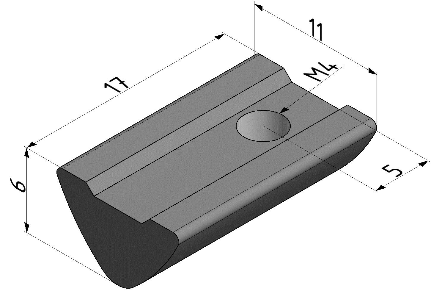 T-Slot Nut 6 St M4, bright zinc-plated