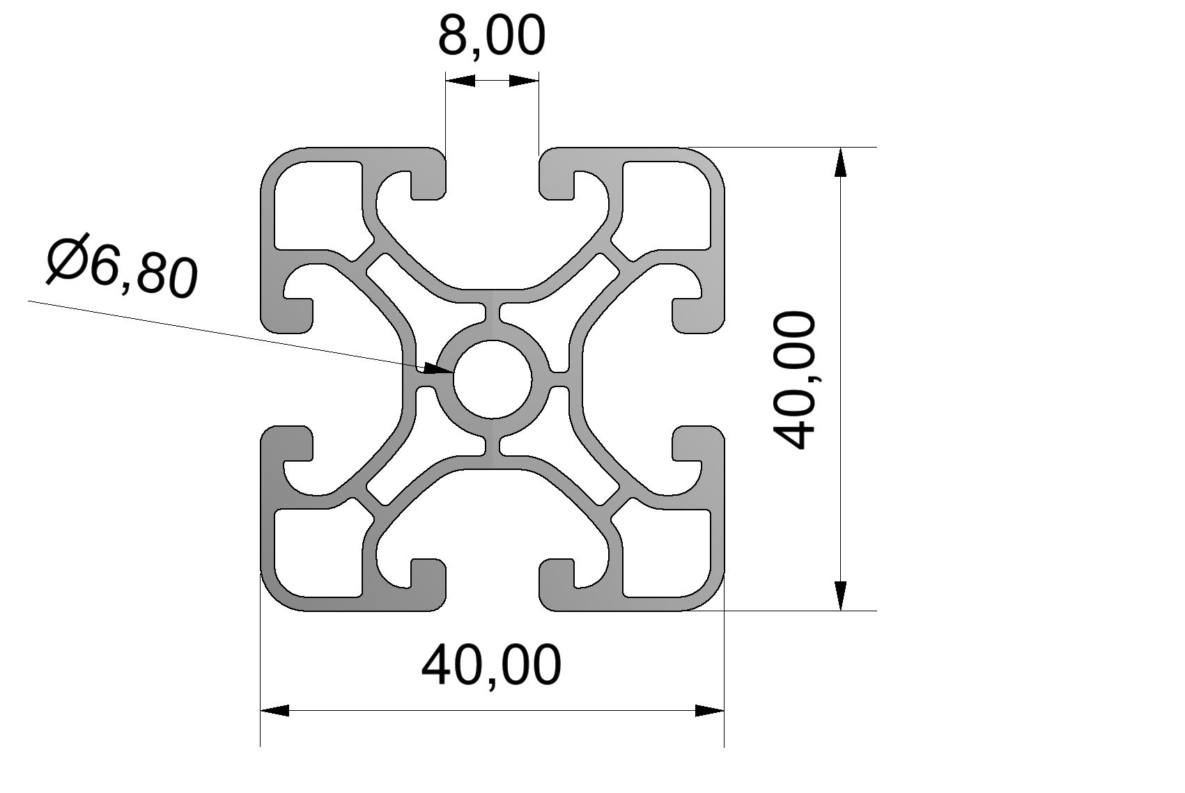 Profil 8 40x40 E, natur