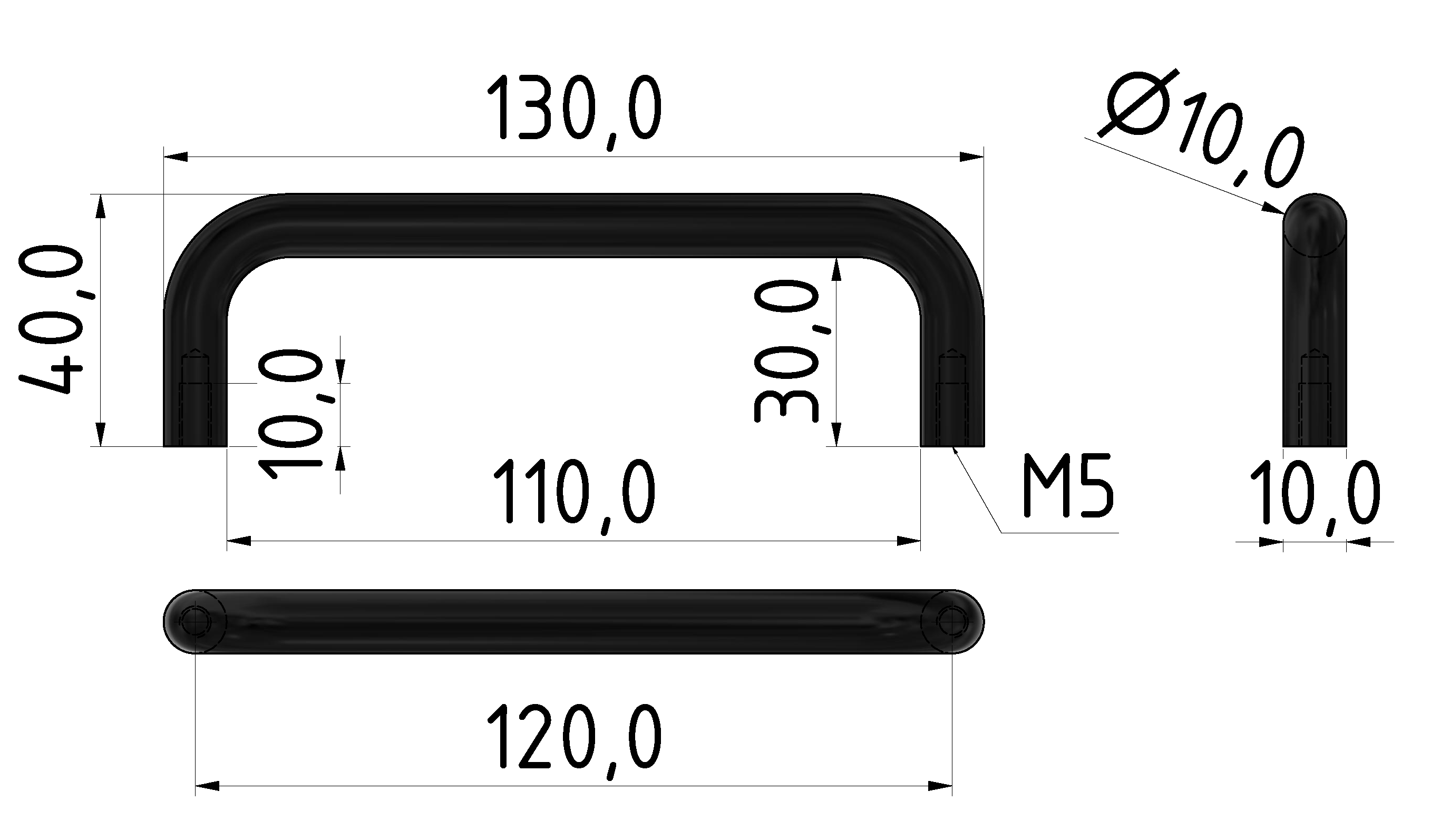 Handle Al 120, black