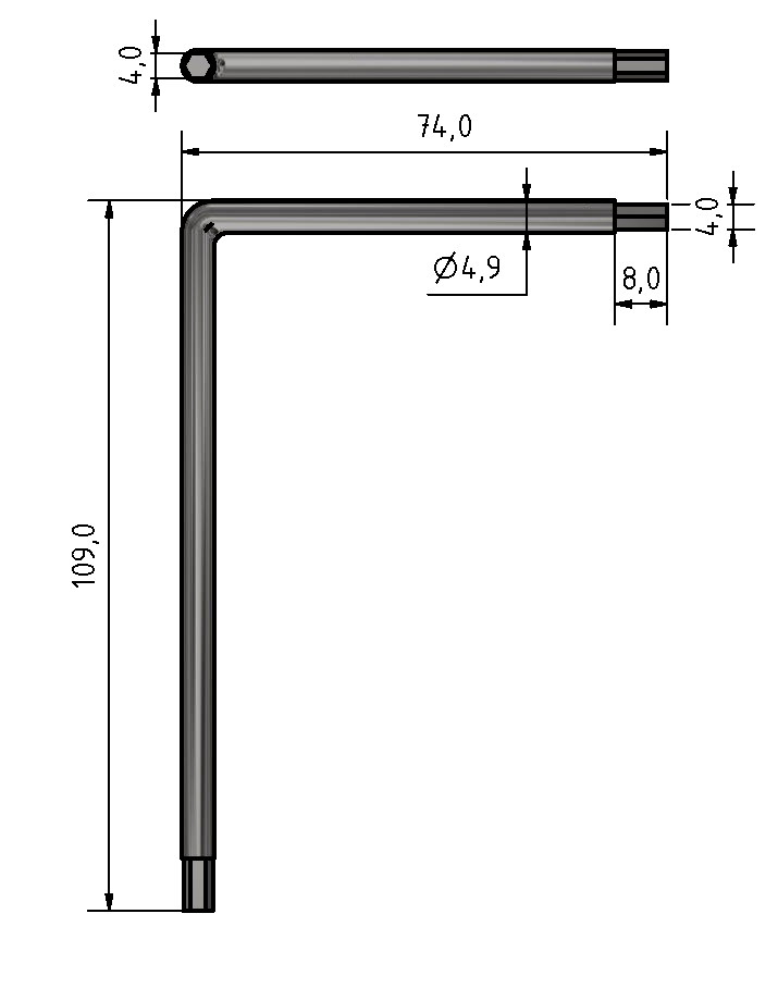 Winkel-Schraubendreher Schlüsselweite 4 mm