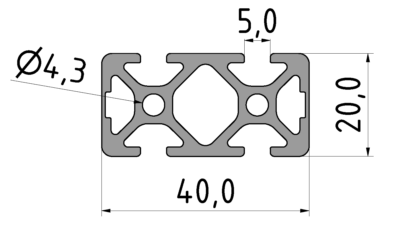 Profil 5 40x20 2N180, natur Profil 5 40x20 2N180, natur
