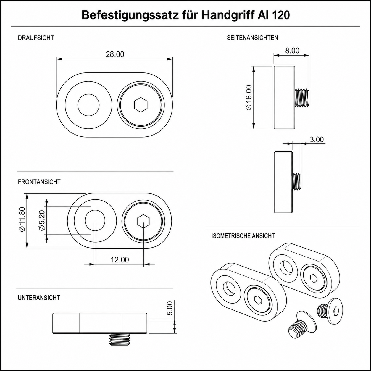 Befestigungssatz für Handgriff Al 120