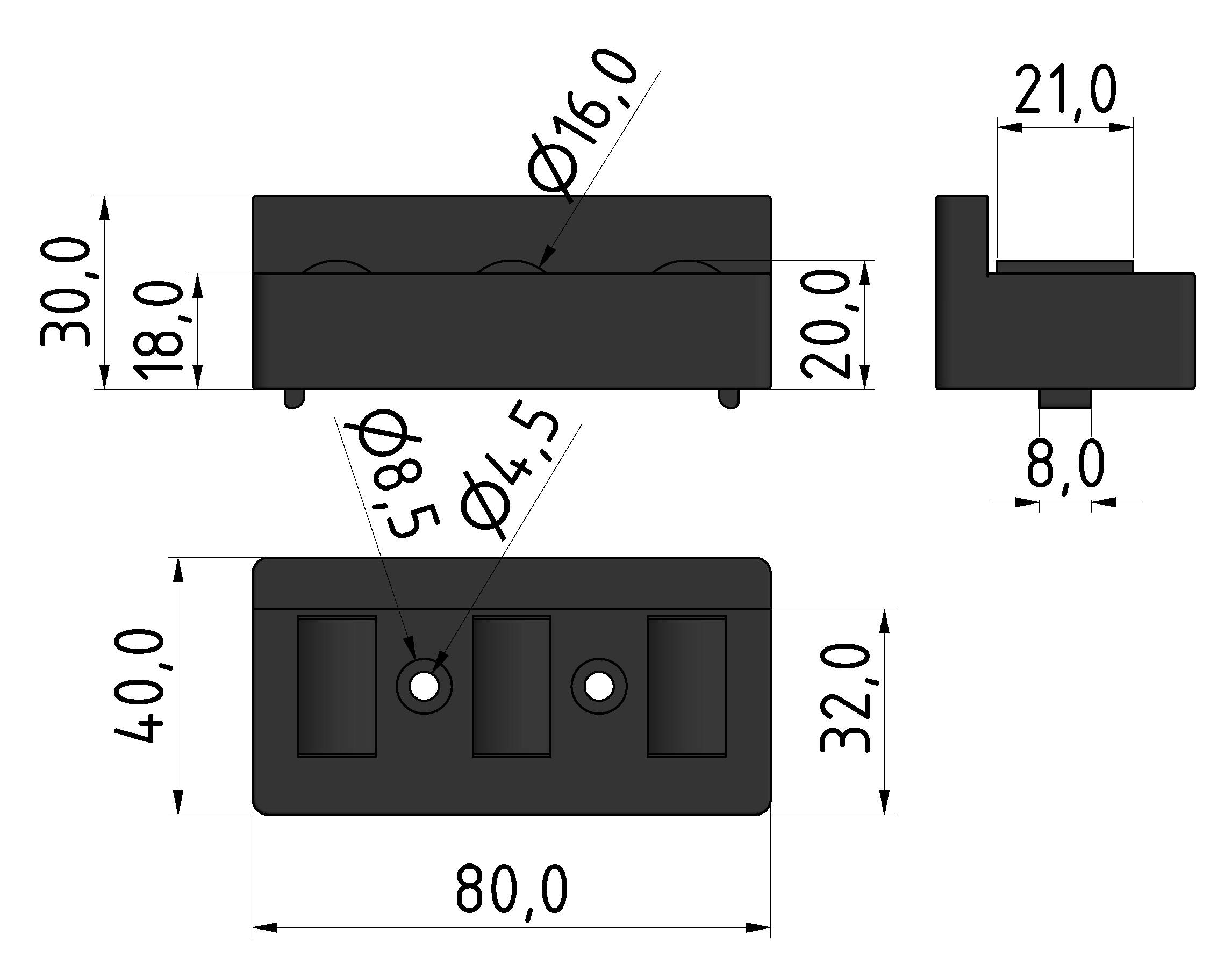 Rollenelement 8 80 mit Bordkante