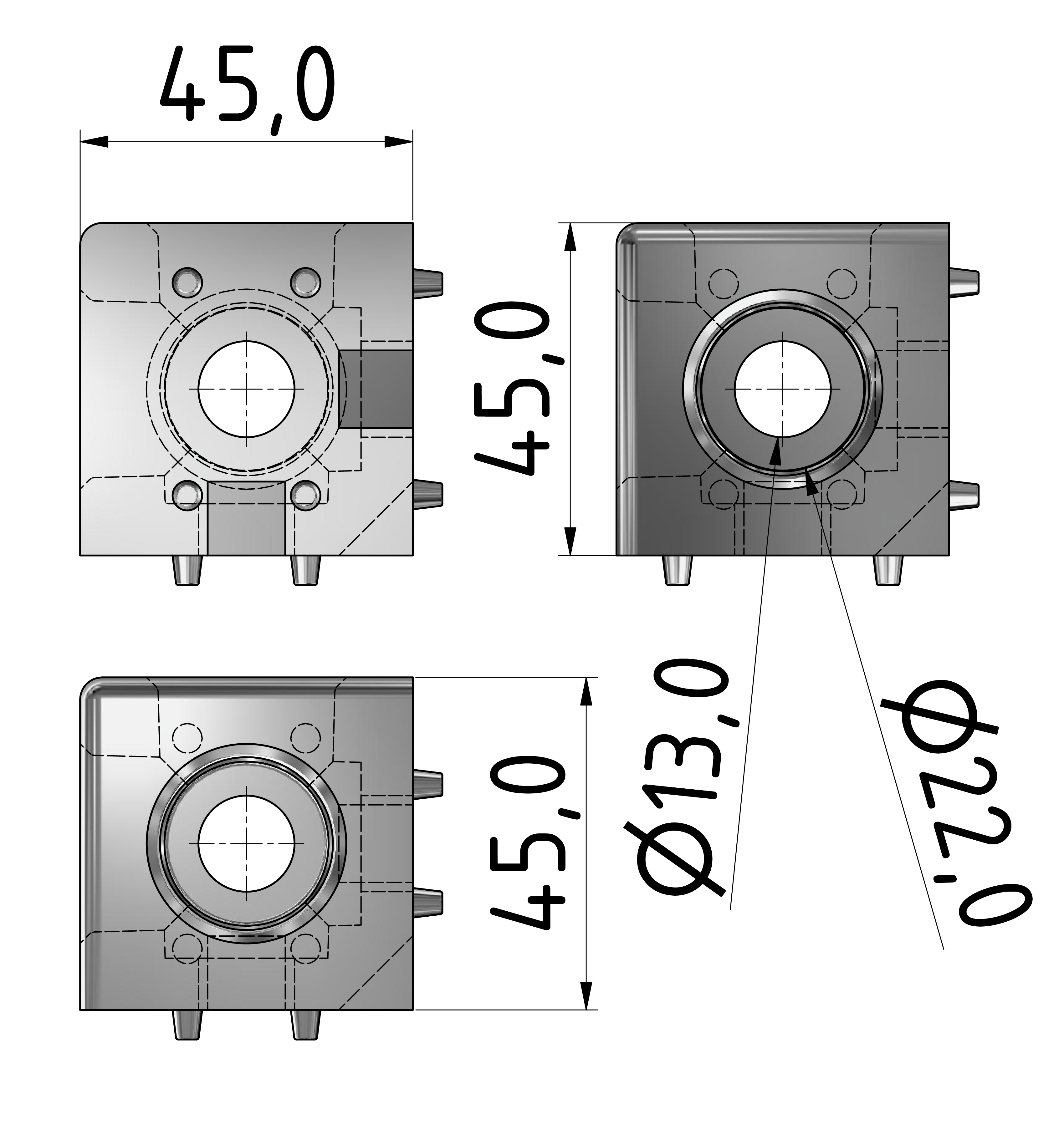 Würfelverbinder 3D 45, natur-10 Würfelverbinder 3D 45, natur-10