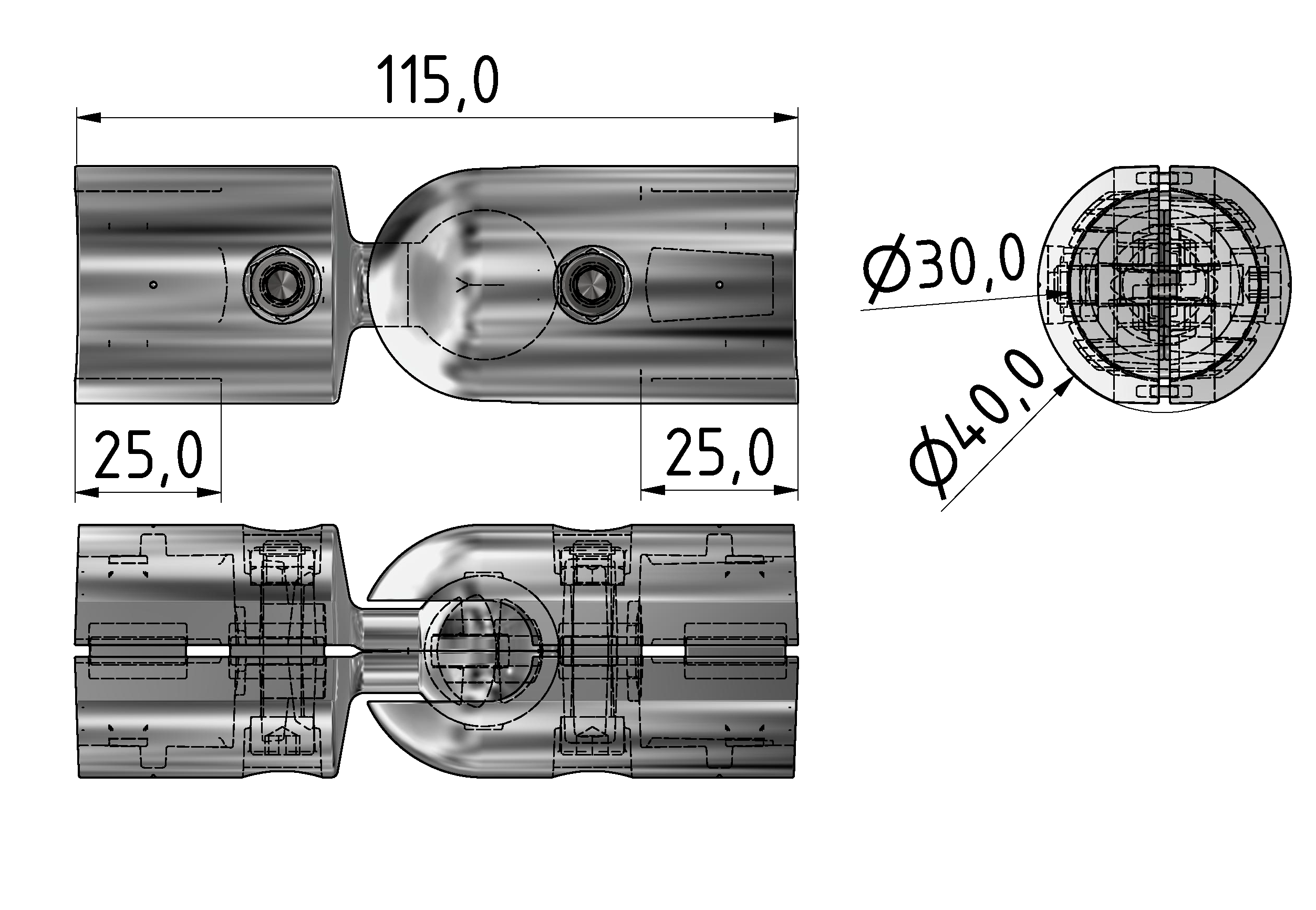 Kugel-Stoßverbinder D30