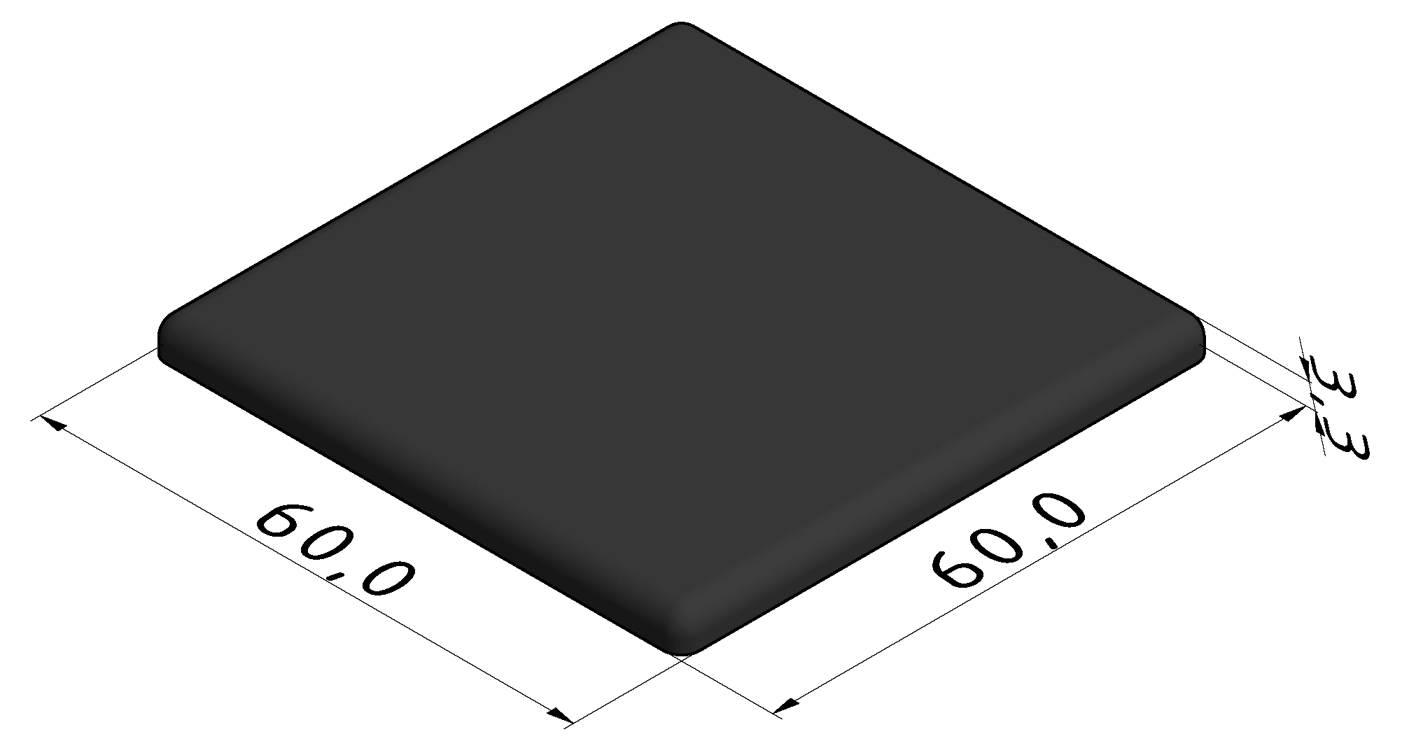 Abdeckkappe 6 60x60, schwarz