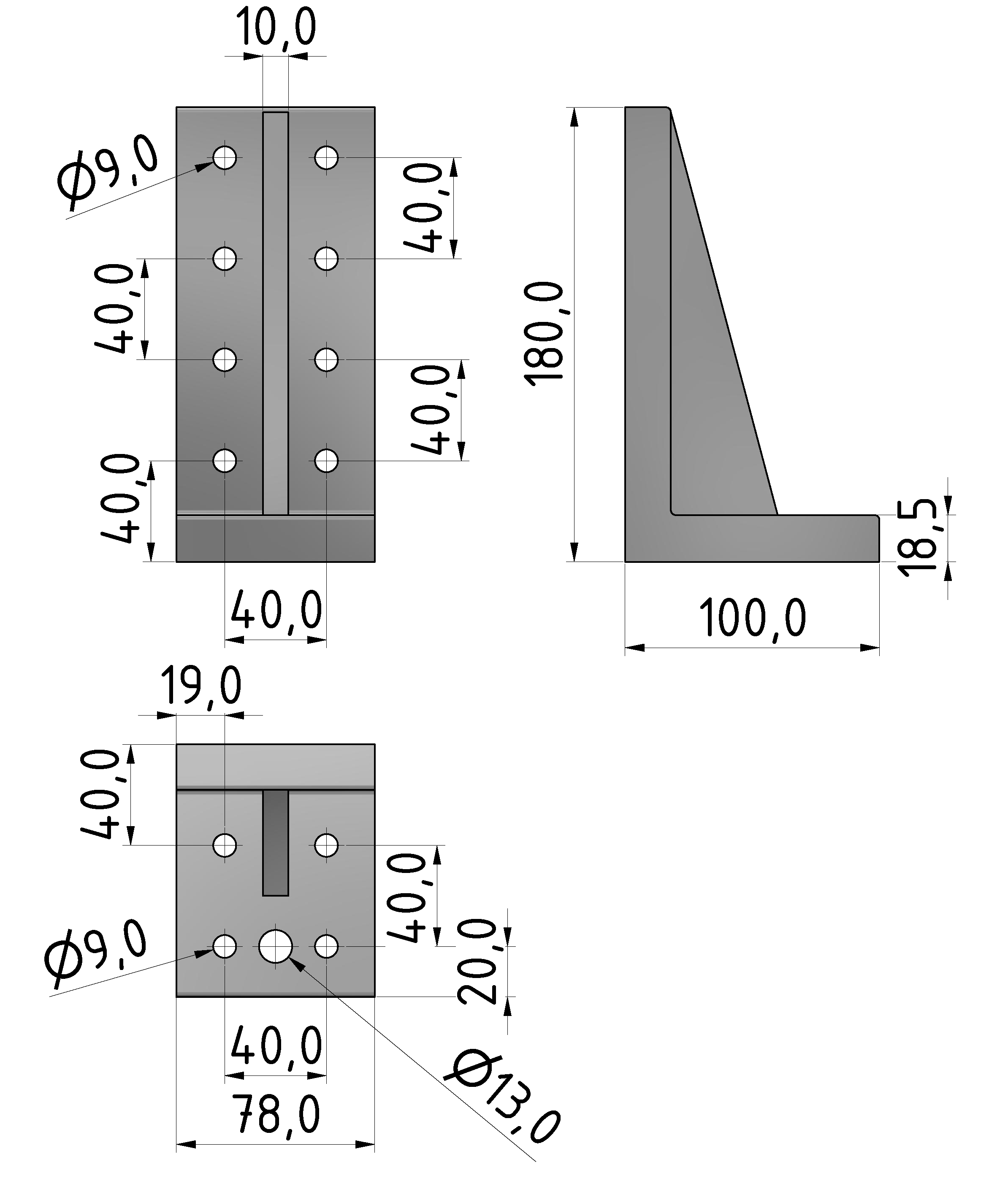 Winkel 8 180x100-80 Al M8, weißaluminium