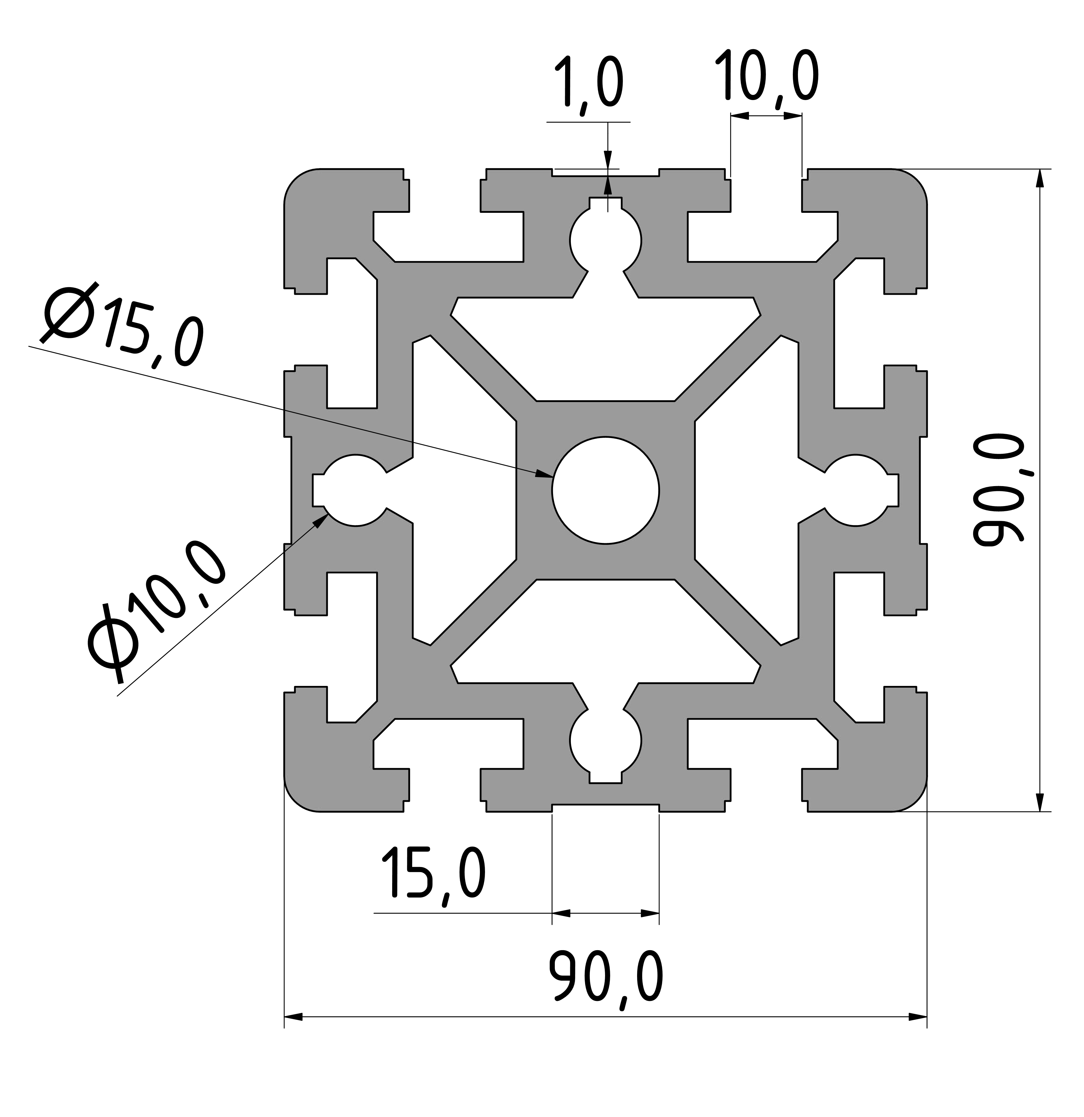 Strebenprofil 90x90