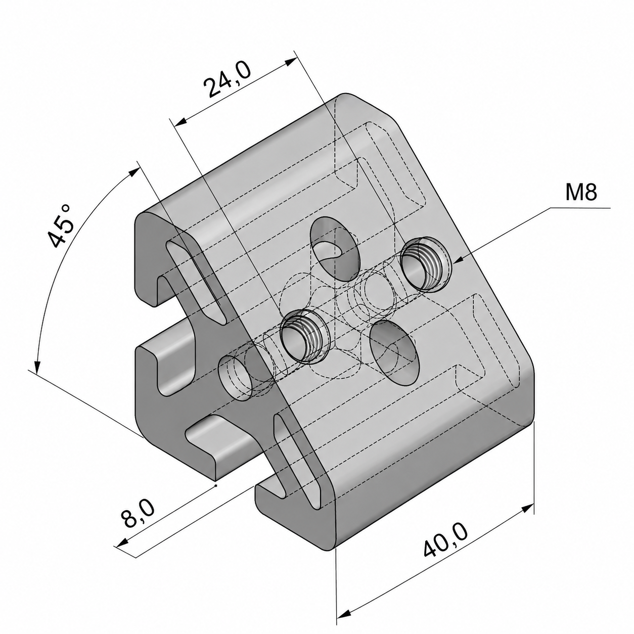 Element kątowy 8 T1-40, kolor naturalny
