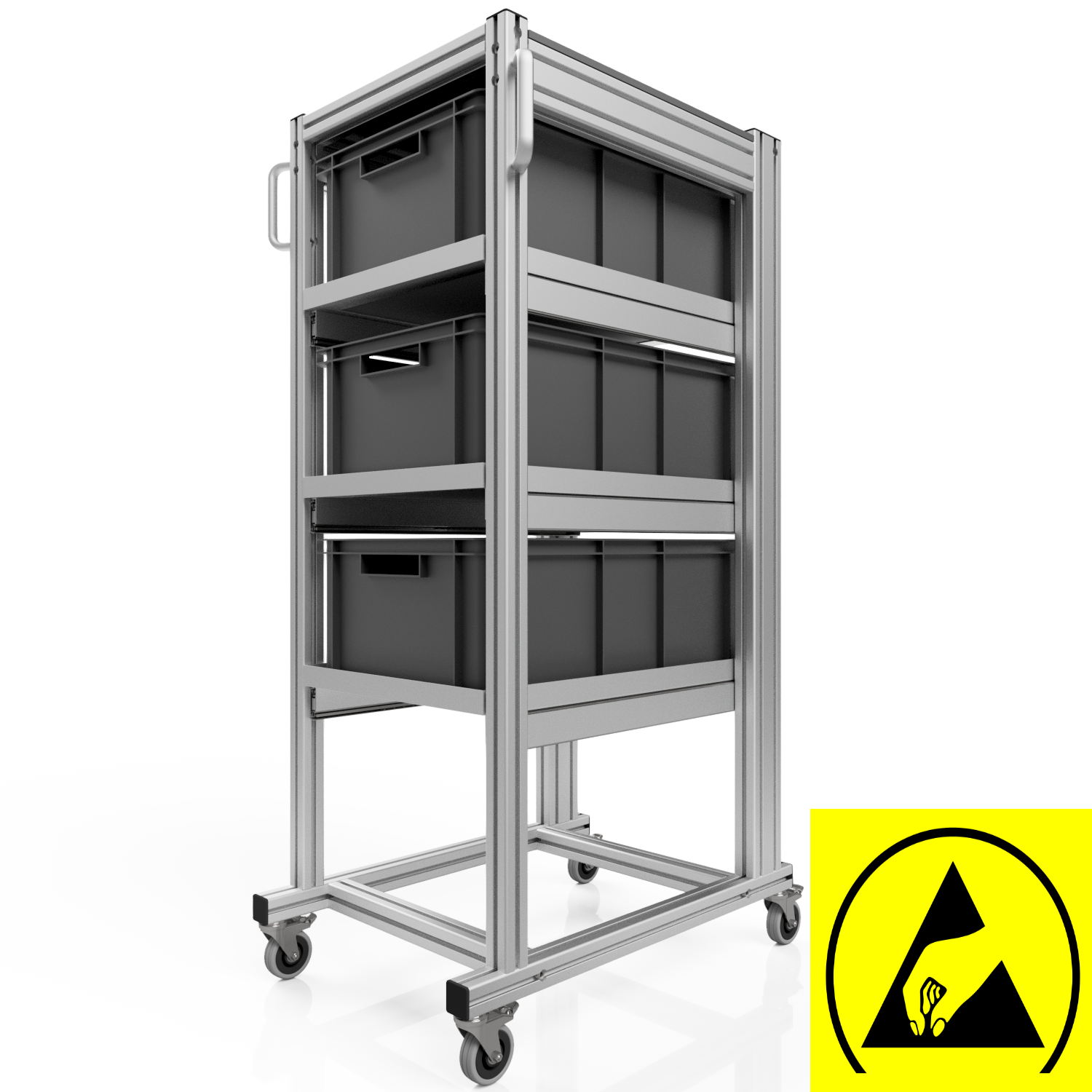 ESD Systemwagen mit Eurobehälter 60x40 H 134 cm