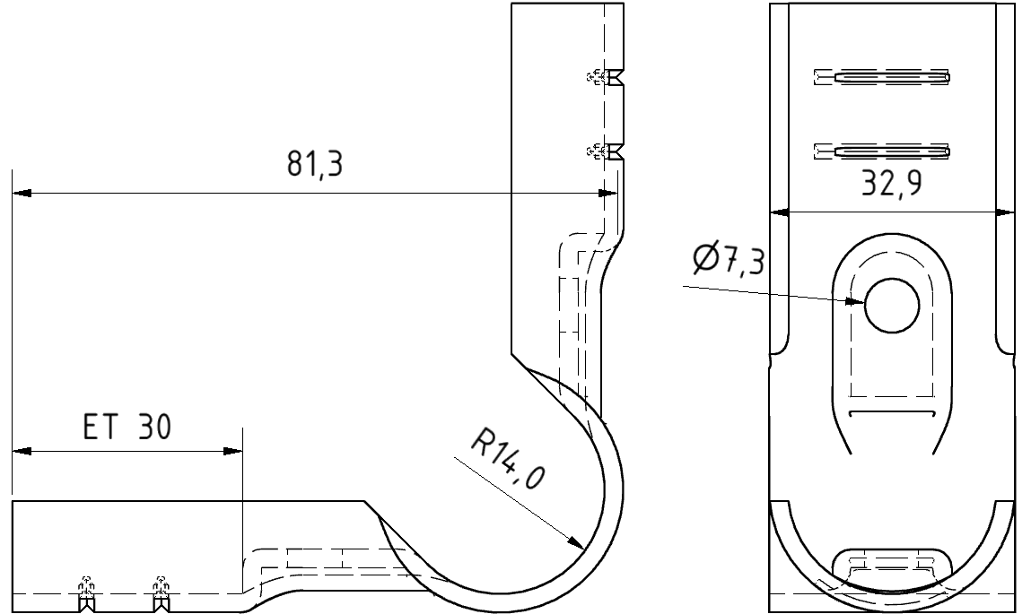 Grundverbinder in Eckform Außenschale, vernickelt