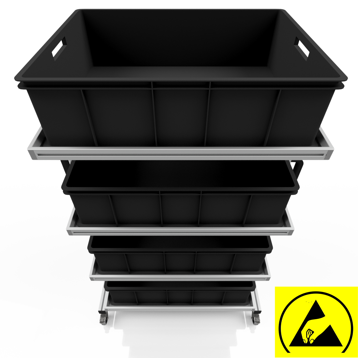 ESD system trolley for Euro containers 80 x 60 H 134 cm without pull-out