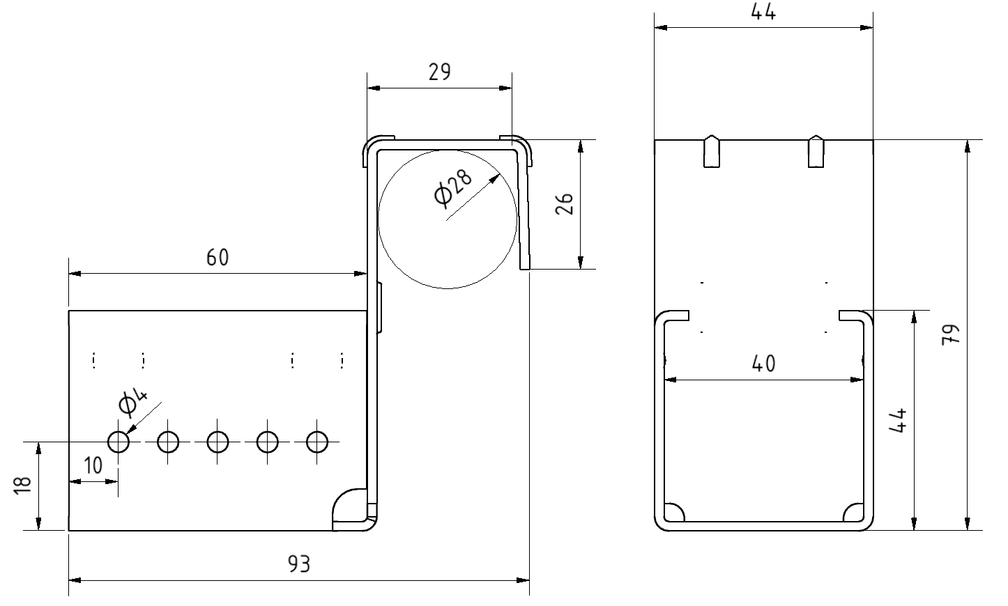 Holding Bracket with Stop Set Alu-D28