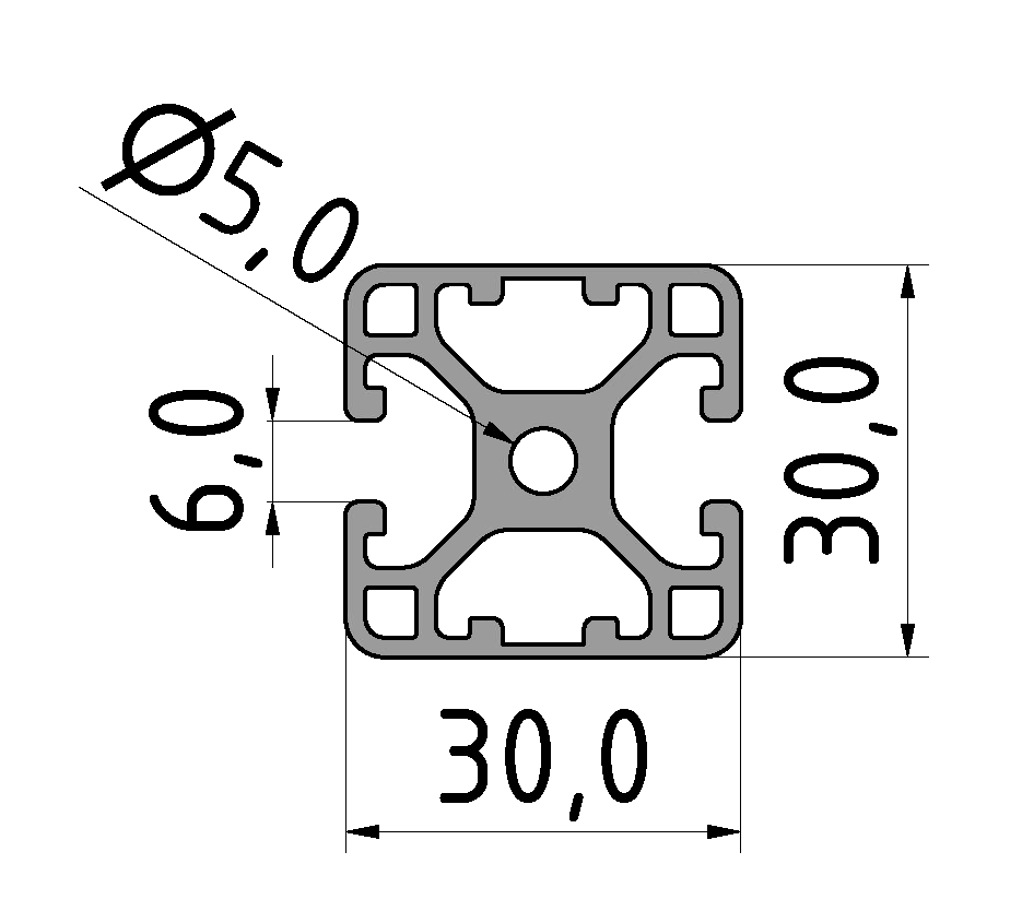 Profil 6 30x30 2N180 leicht, natur