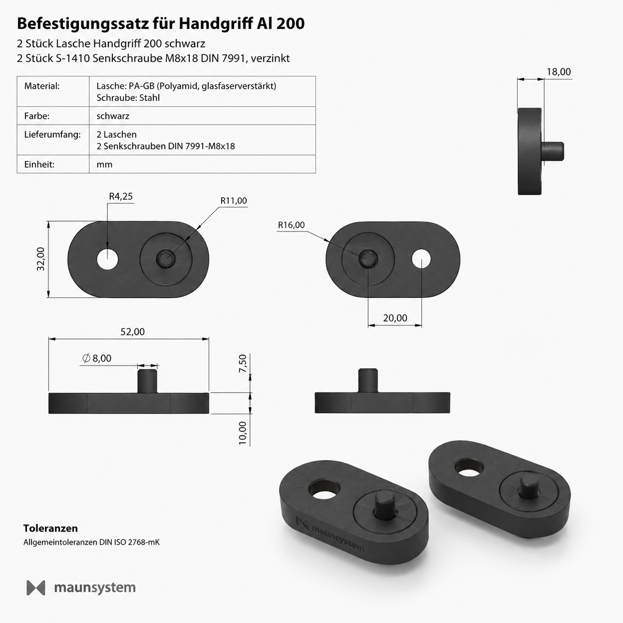 Befestigungssatz für Handgriff Al 200