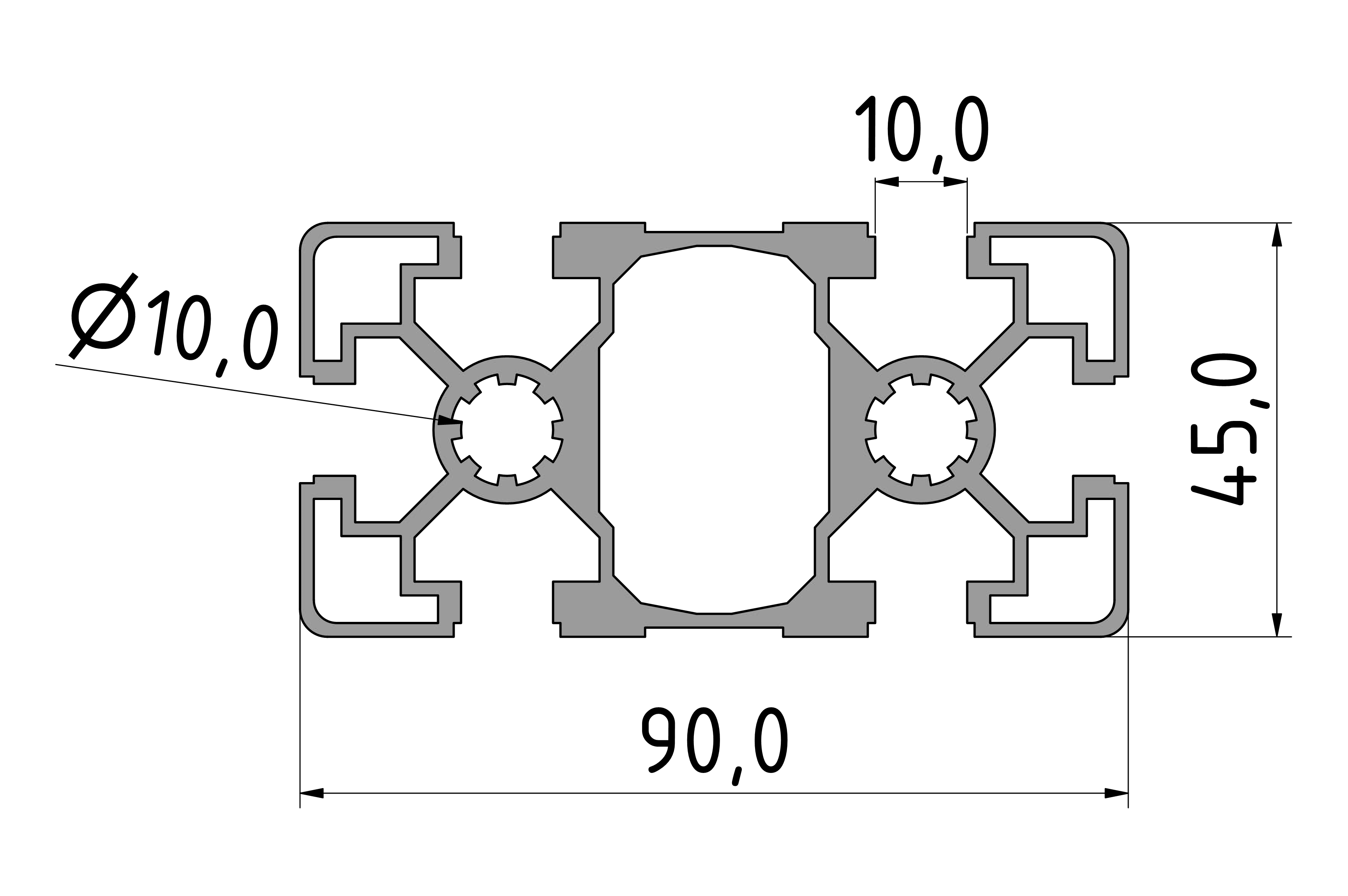 Strebenprofil 45x90L Strebenprofil 45x90L