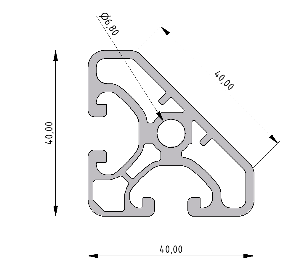 Profile 8 40x40-45° light, natural